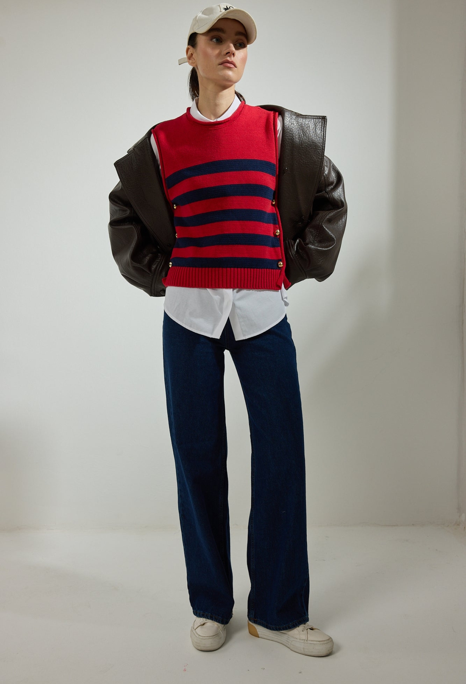 Casual Striped Buttoned Vest - Brand: Touche Prive - Women & Kids, Baby Clothes Wholesale - TheBS Women