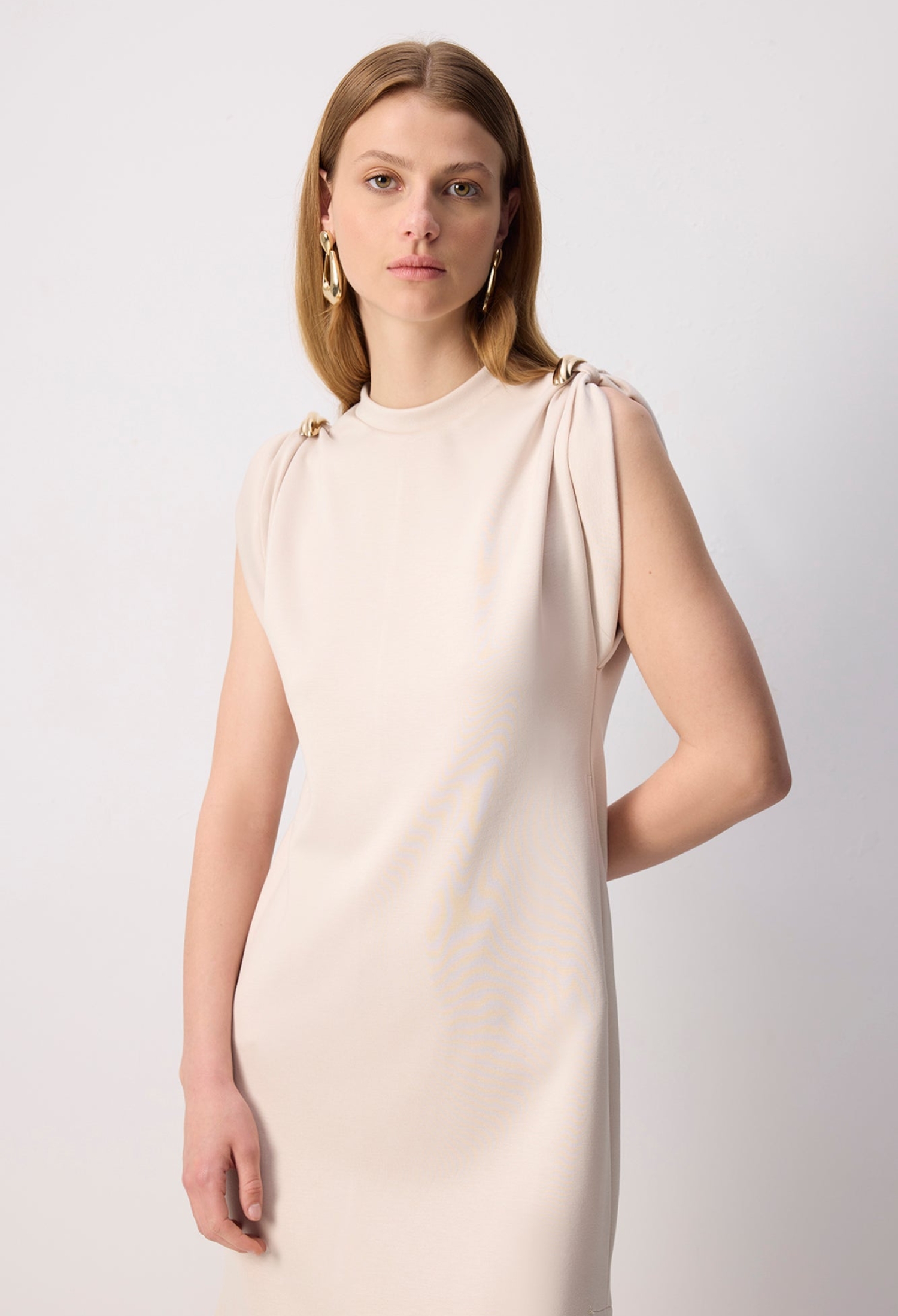 Beige Elegant Sheath Dress With Split Sleeves - Brand: Touche Prive - Women & Kids, Baby Clothes Wholesale - TheBS Women