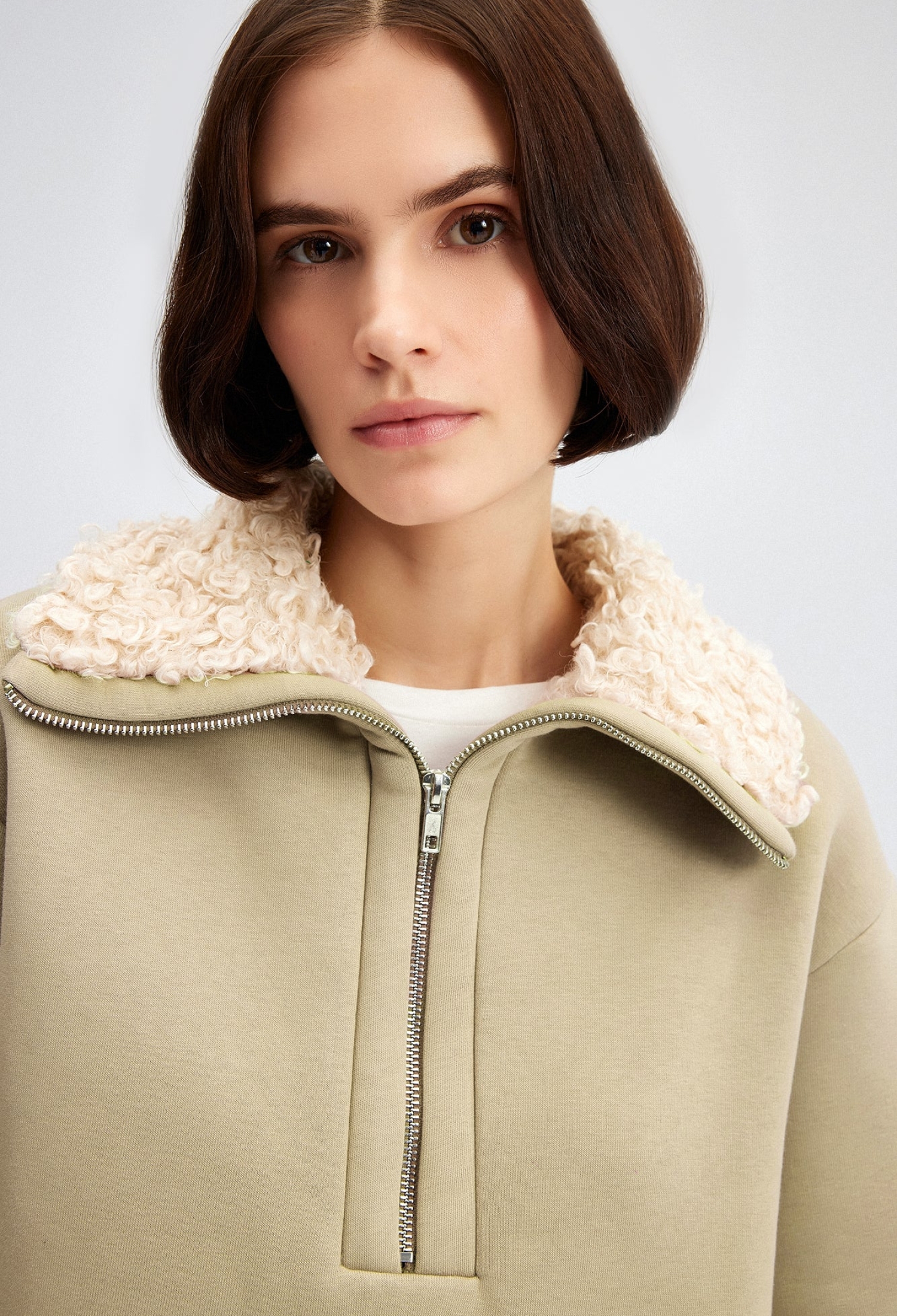 Khaki Sweatshirt With Oversized Fit And Hooded Neck - Brand: Touche Prive - Women & Kids, Baby Clothes Wholesale - TheBS Women