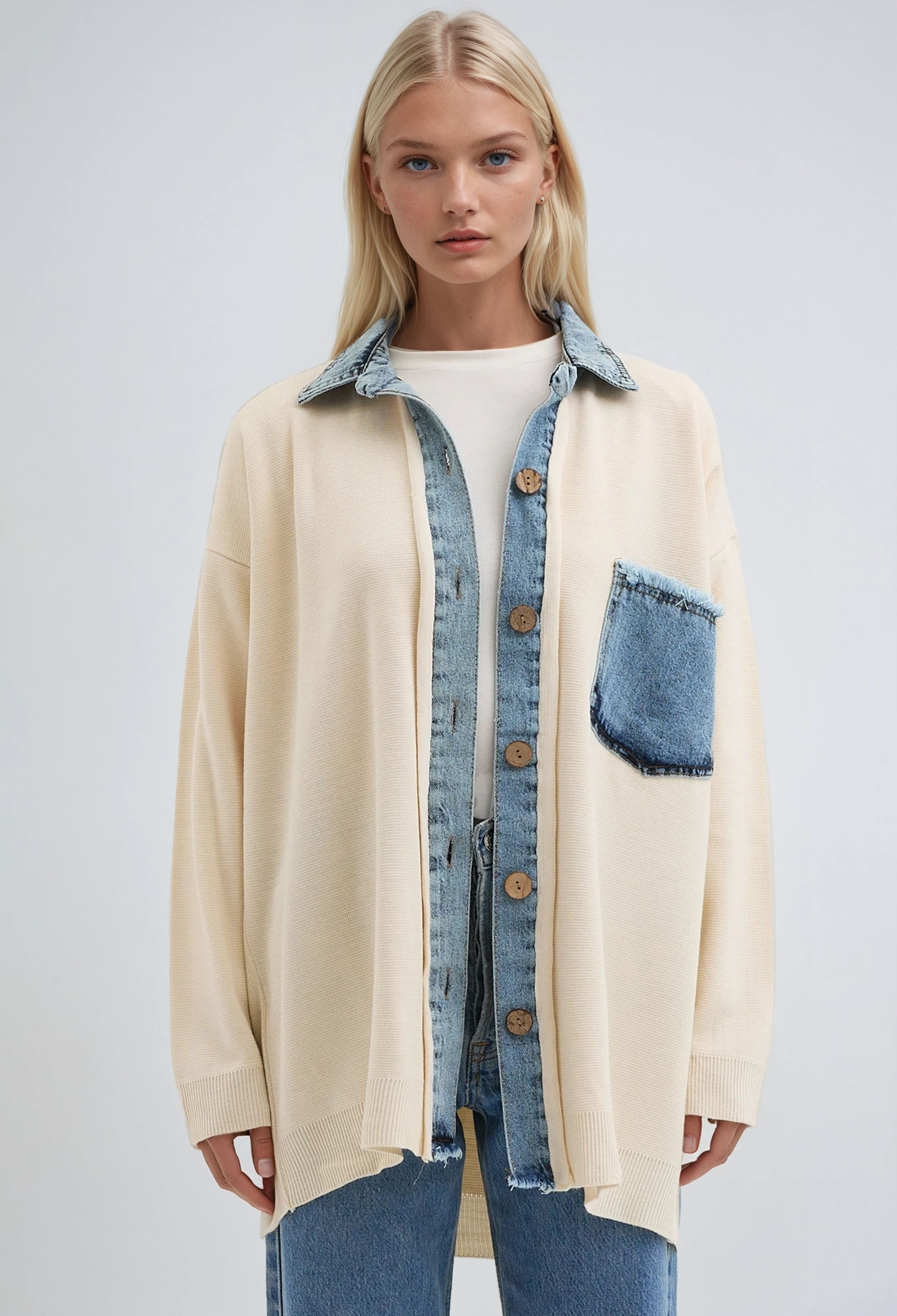 Beige Cardigan With Shawl Collar And Patch Pocket - Brand: Sobe Istanbul - Women & Kids, Baby Clothes Wholesale - TheBS Women