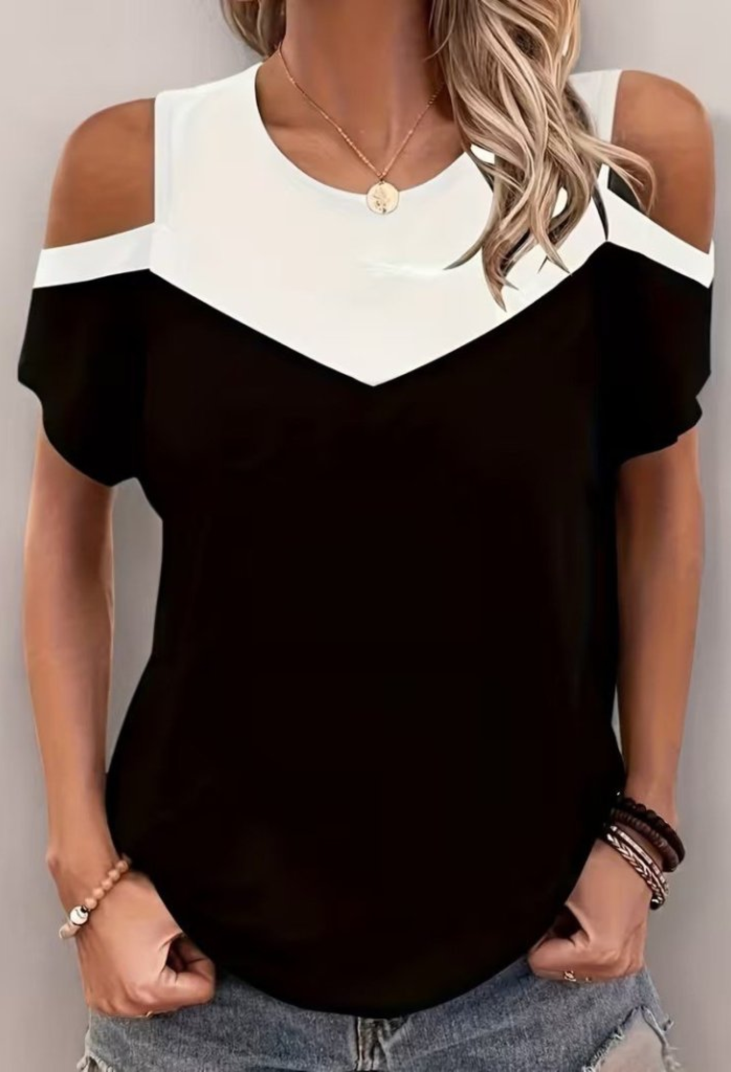 Black Color Block Casual Blouse - Brand: Janes - Women & Kids, Baby Clothes Wholesale - TheBS Women