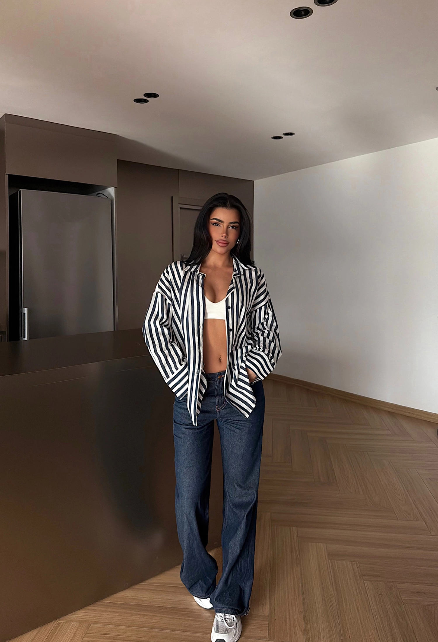 Black Striped Casual Oversized Buttoned Shirt - Brand: EYYO ATELIER - Women & Kids, Baby Clothes Wholesale - TheBS Women