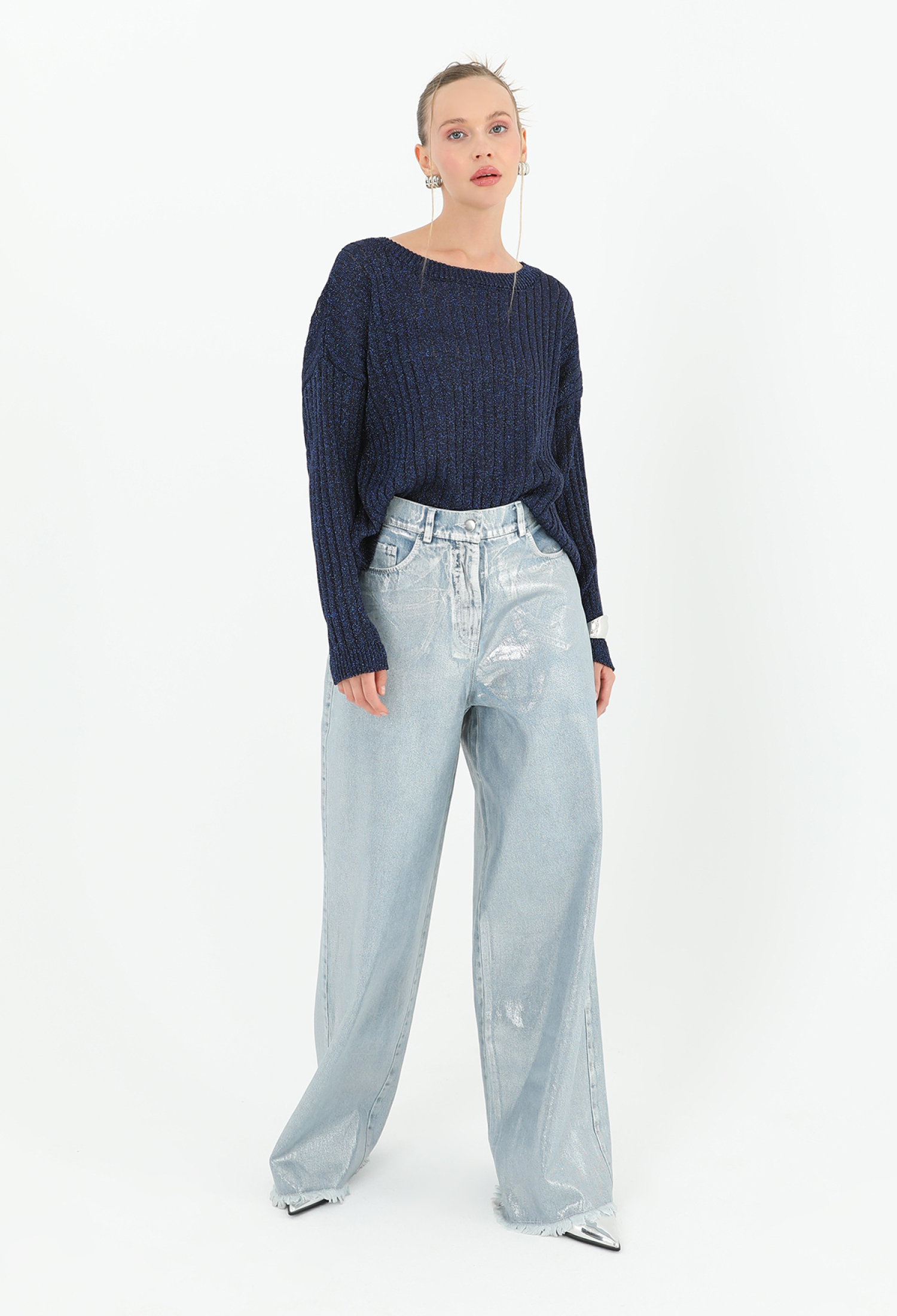 NavyBlouse With Boat Neck And Long Sleeves - Brand: SOUL - Women & Kids, Baby Clothes Wholesale - TheBS Women