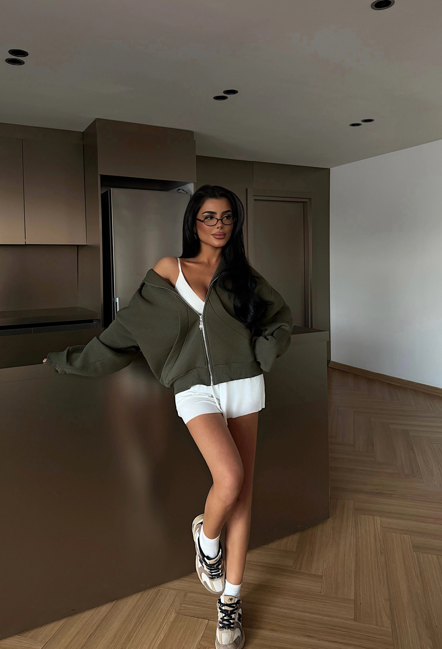 Green Hooded Neck Oversized Zip Up Cardigan - Brand: EYYO ATELIER - Women & Kids, Baby Clothes Wholesale - TheBS Women