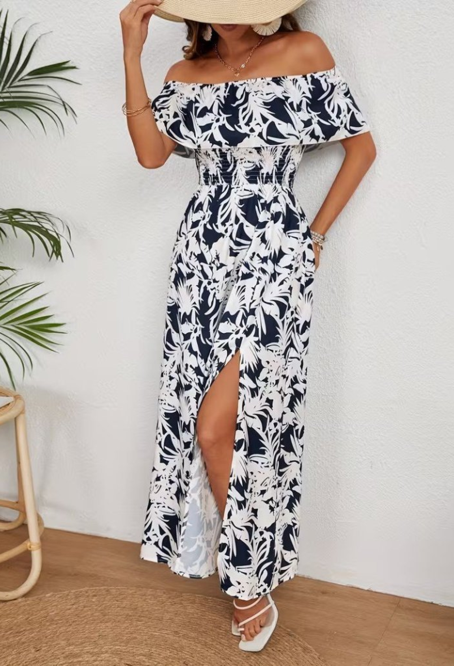 White Floral Fit And Flare Maxi Dress - Brand: Janes - Women & Kids, Baby Clothes Wholesale - TheBS Women