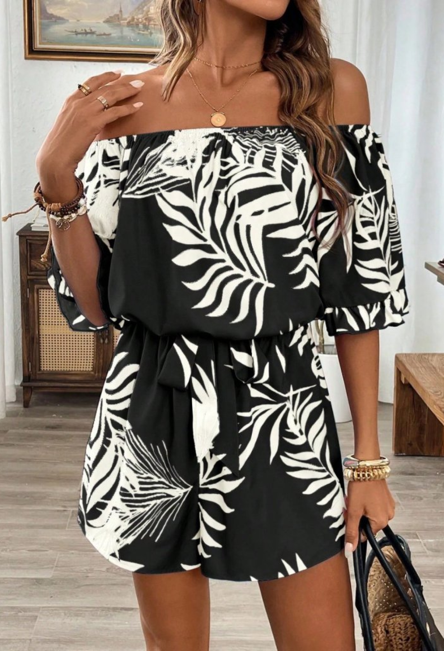 Romper Jumpsuit With Ruffle 3/4 Sleeves - Brand: Janes - Women & Kids, Baby Clothes Wholesale - TheBS Women