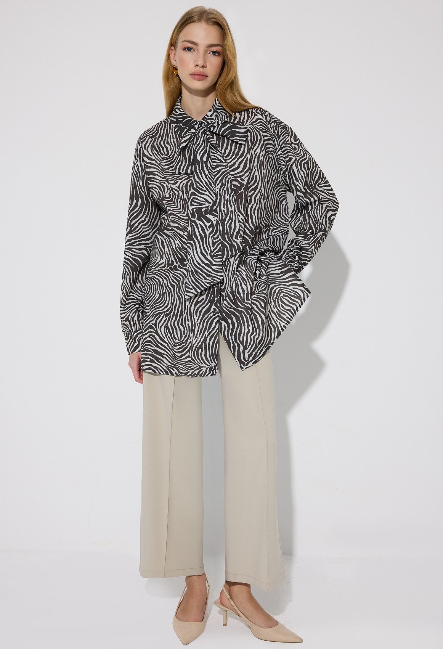 Black Oversized Animal Print Polo Neck Shirt - Brand: Touche Prive - Women & Kids, Baby Clothes Wholesale - TheBS Women