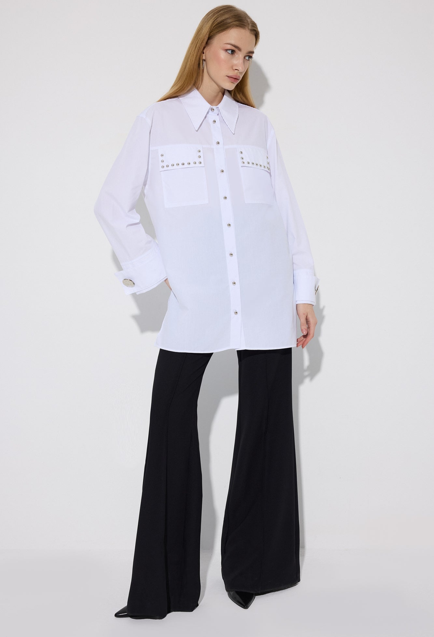 Oversized Polo Neck Long Sleeve Shirt - Brand: Touche Prive - Women & Kids, Baby Clothes Wholesale - TheBS Women