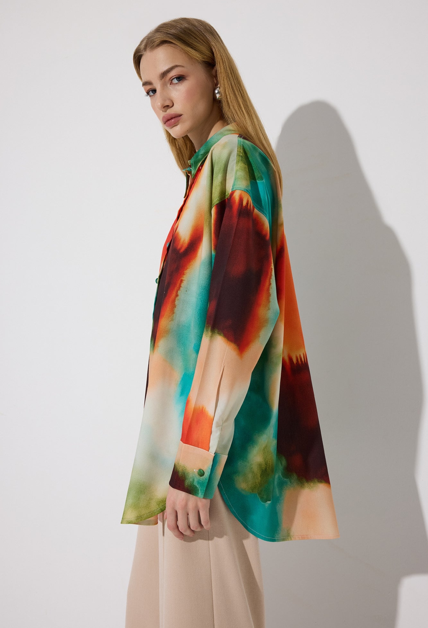 Mix Color Shirt Oversized Tie Dye Polo Neck Long Sleeve - Brand: Touche Prive - Women & Kids, Baby Clothes Wholesale - TheBS Women