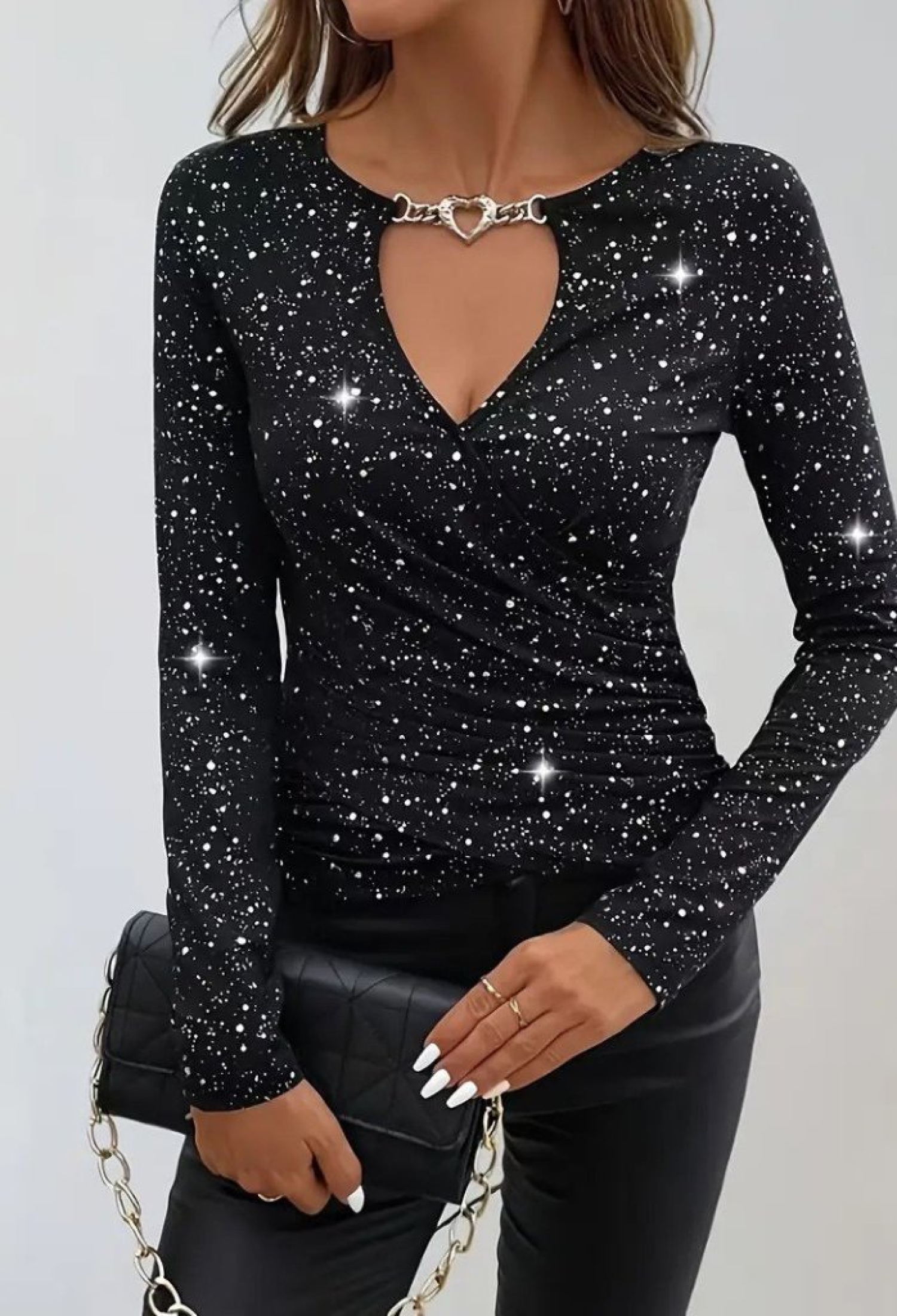 Sexy Black Blouse With Sequined Stars - Brand: Janes - Women & Kids, Baby Clothes Wholesale - TheBS Women