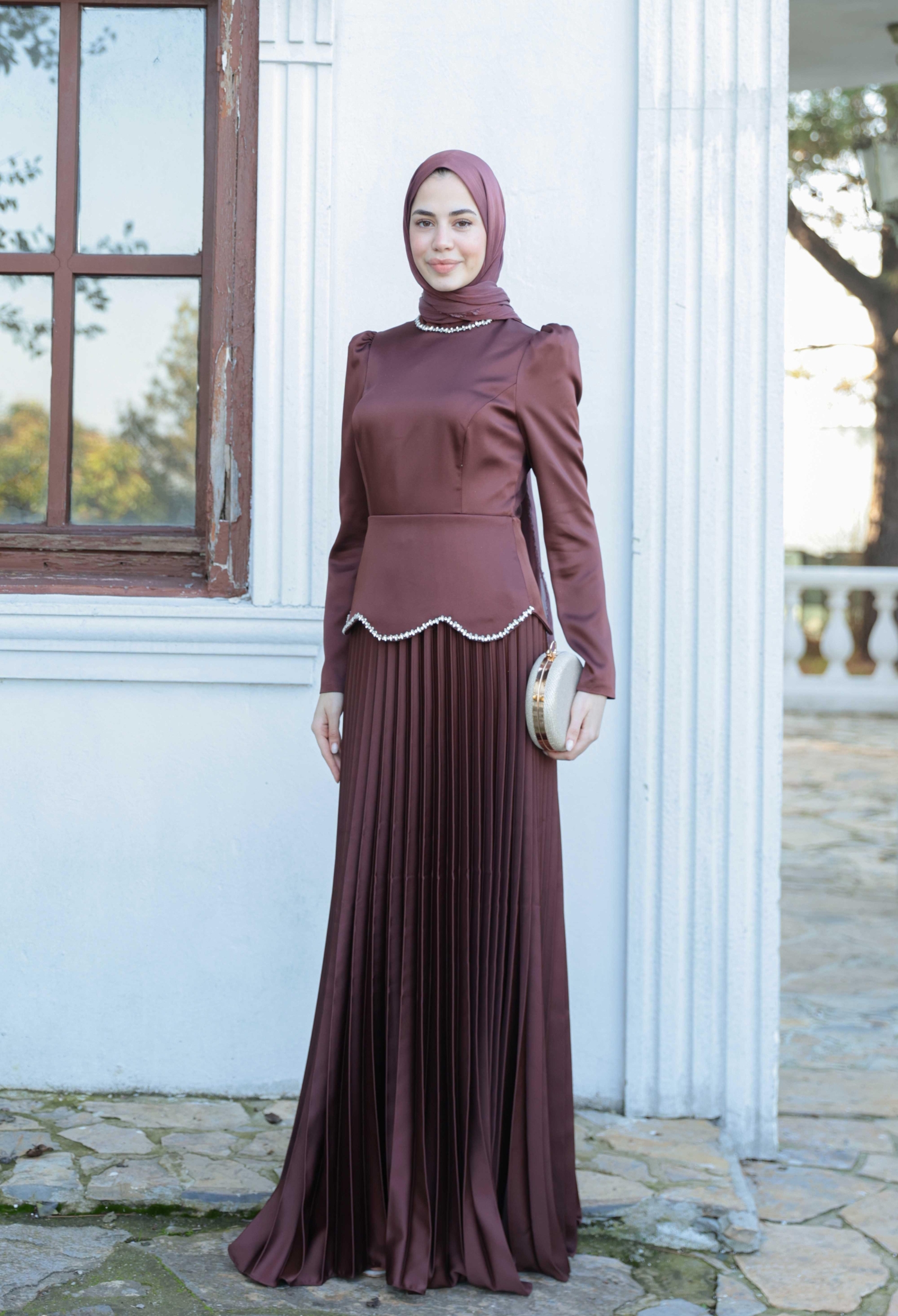 Elegant A-Line Modest Dress - Brand: Hulya Keser - Women & Kids, Baby Clothes Wholesale - TheBS Women