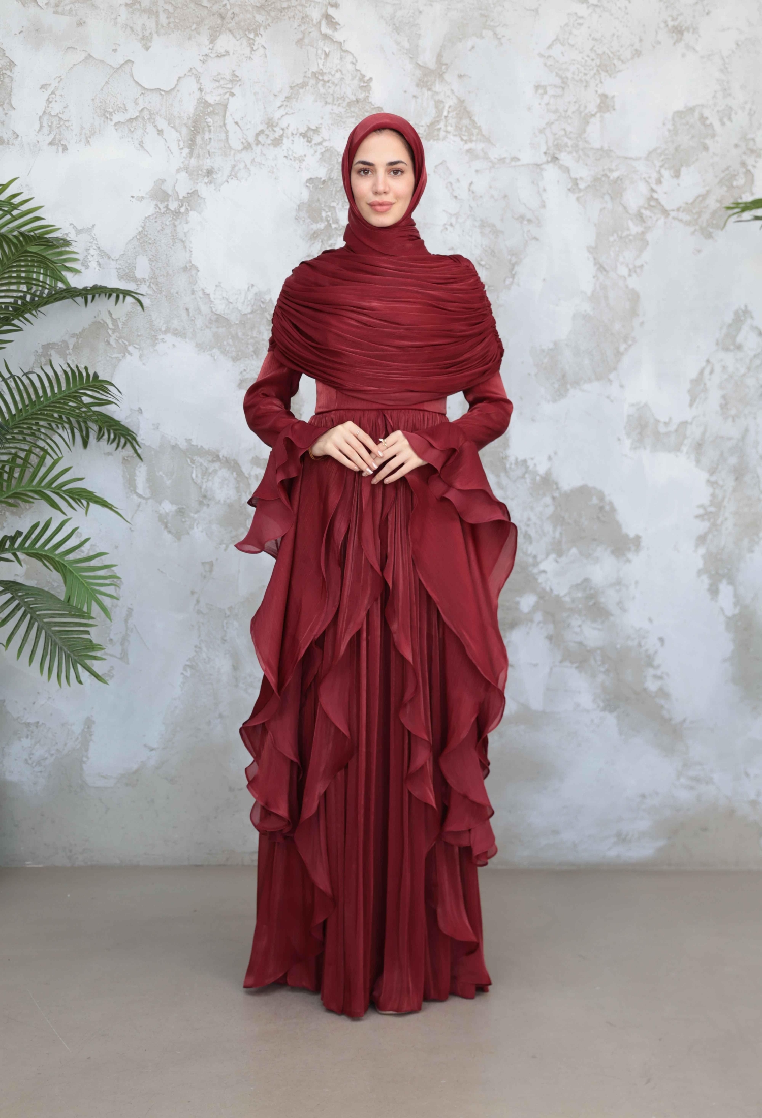 A-Line Dress With Ruffle Long Sleeves - Brand: Hulya Keser - Women & Kids, Baby Clothes Wholesale - TheBS Women