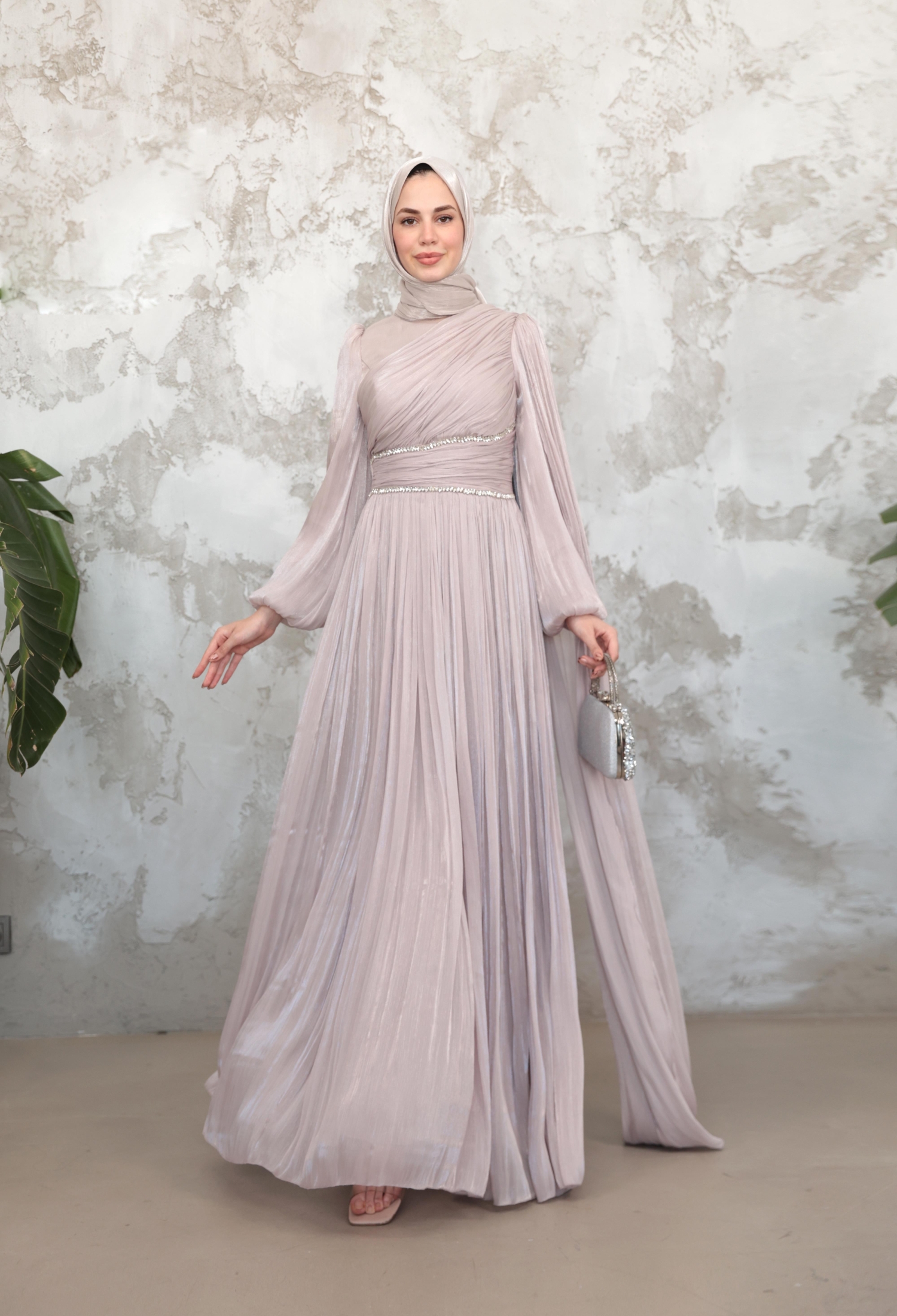 Beige Modest Fit And Flare Dress - Brand: Hulya Keser - Women & Kids, Baby Clothes Wholesale - TheBS Women