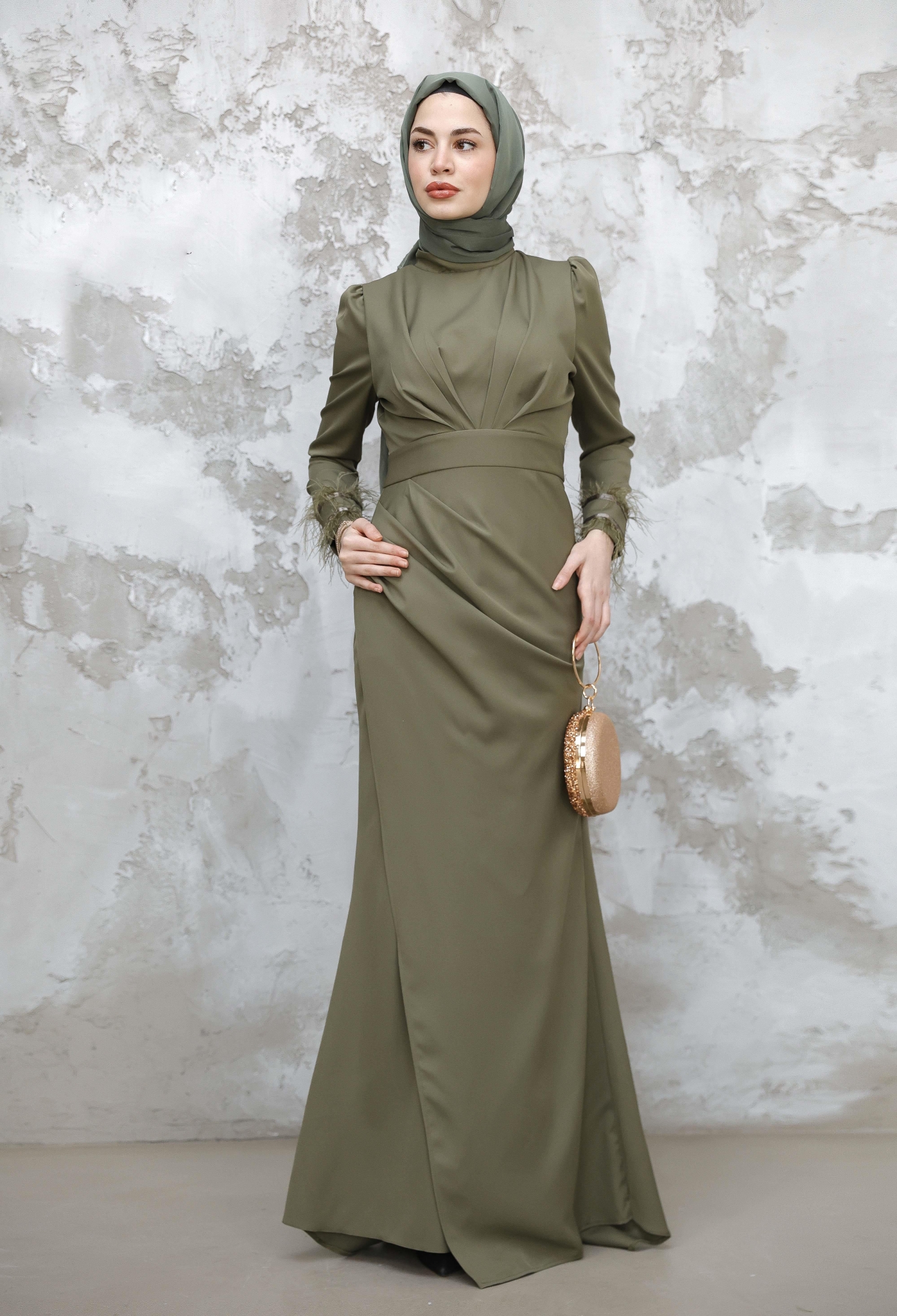 Khaki Elegant Modest Formal Sheath Dress - Brand: Hulya Keser - Women & Kids, Baby Clothes Wholesale - TheBS Women