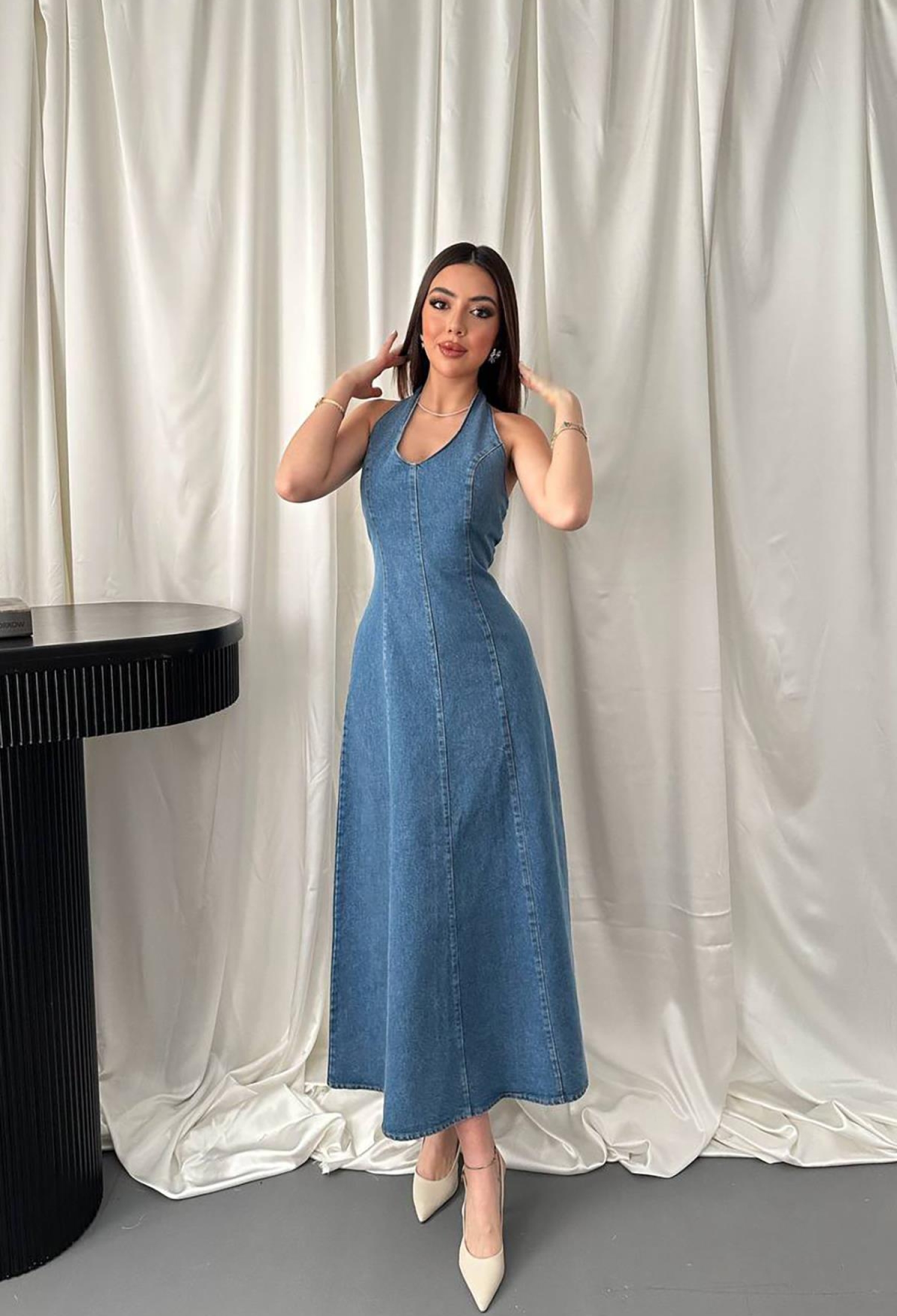 Blue Maxi Slip Dress With Halter Neck - Brand: Elisa - Women & Kids, Baby Clothes Wholesale - TheBS Women