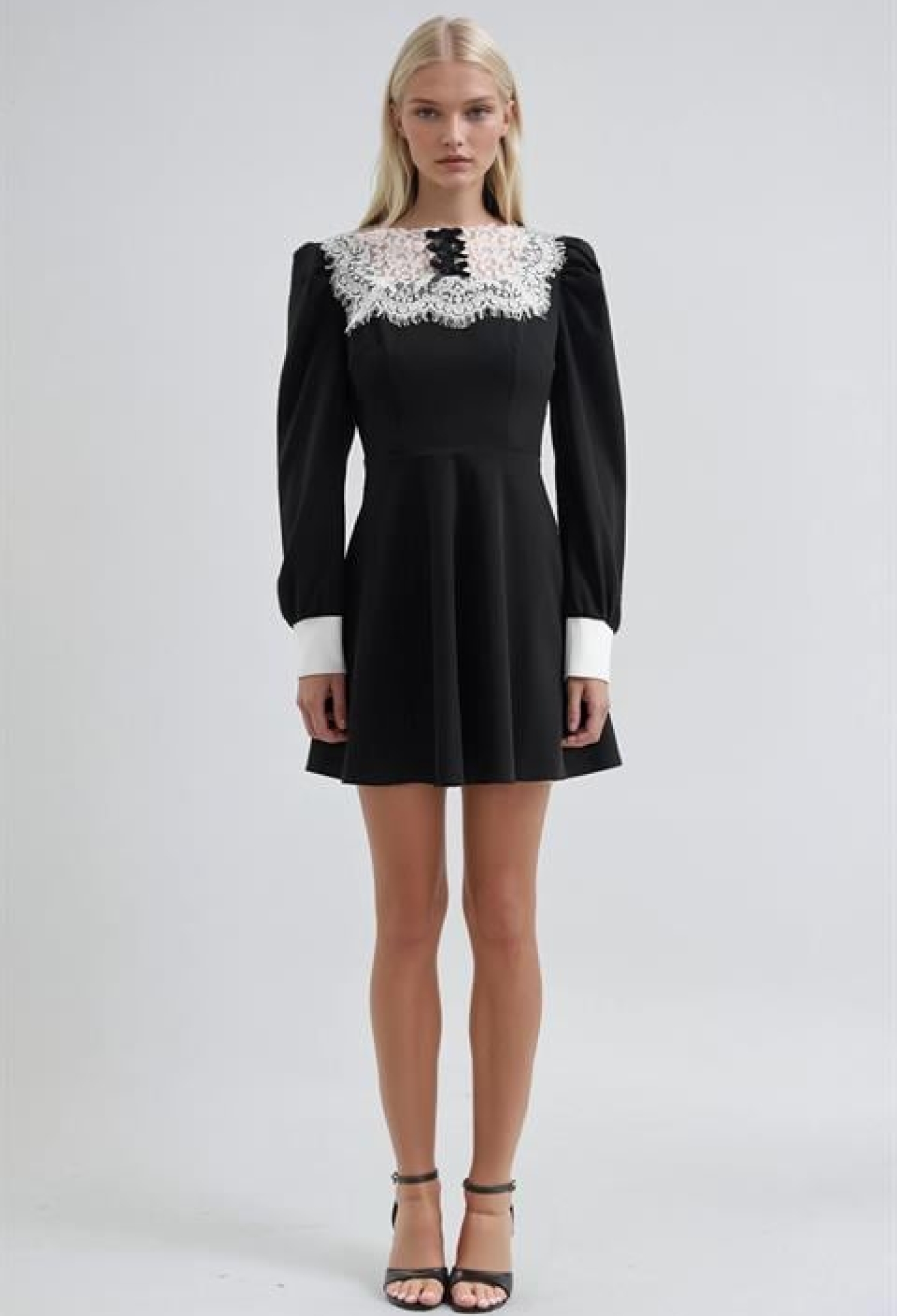 Black Fit And Flare Mini Dress With Puff Sleeves - Brand: Sobe Istanbul - Women & Kids, Baby Clothes Wholesale - TheBS Women