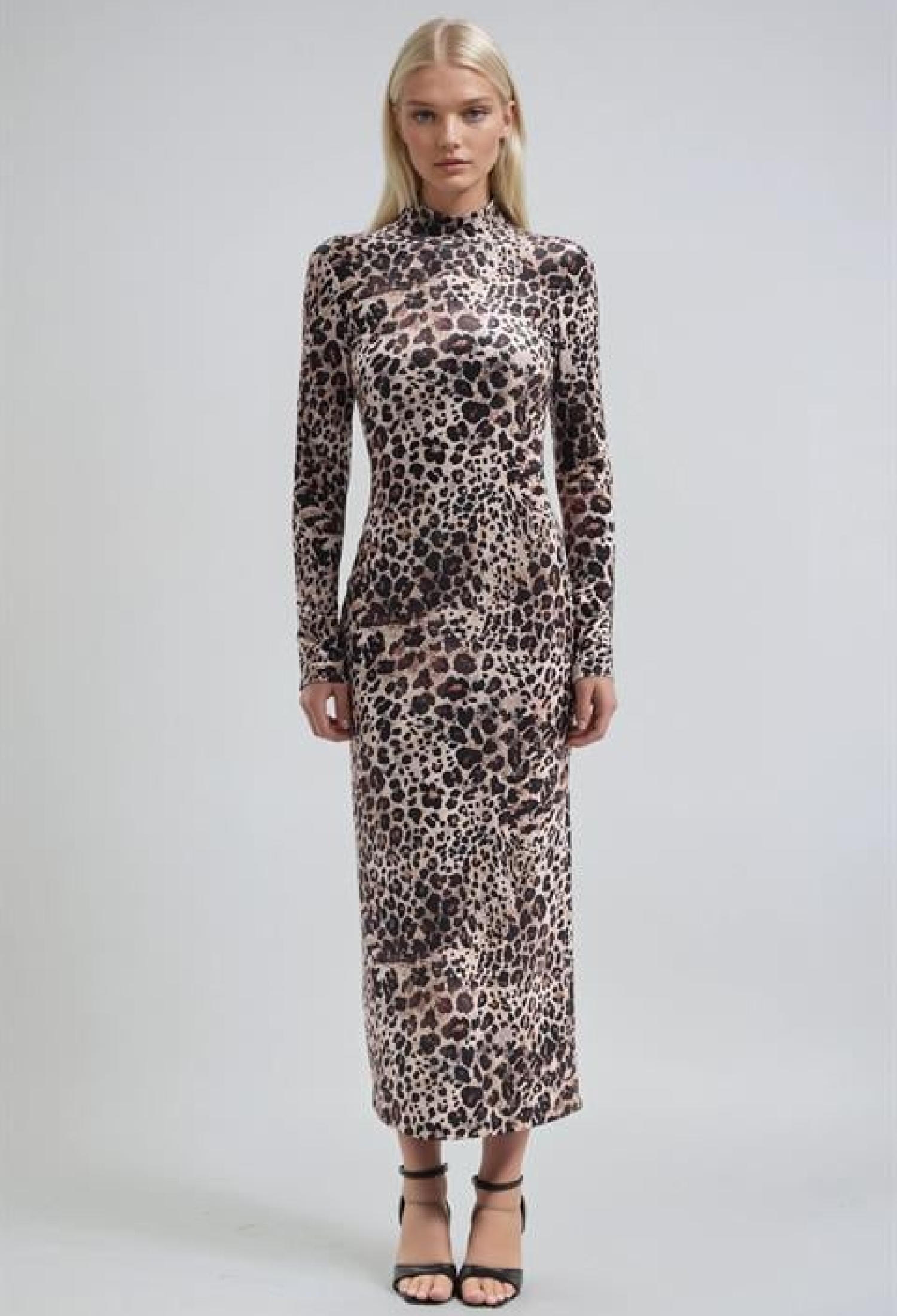Brown Sheath Dress With Leopard Print And Long Sleeves - Brand: Sobe Istanbul - Women & Kids, Baby Clothes Wholesale - TheBS Women