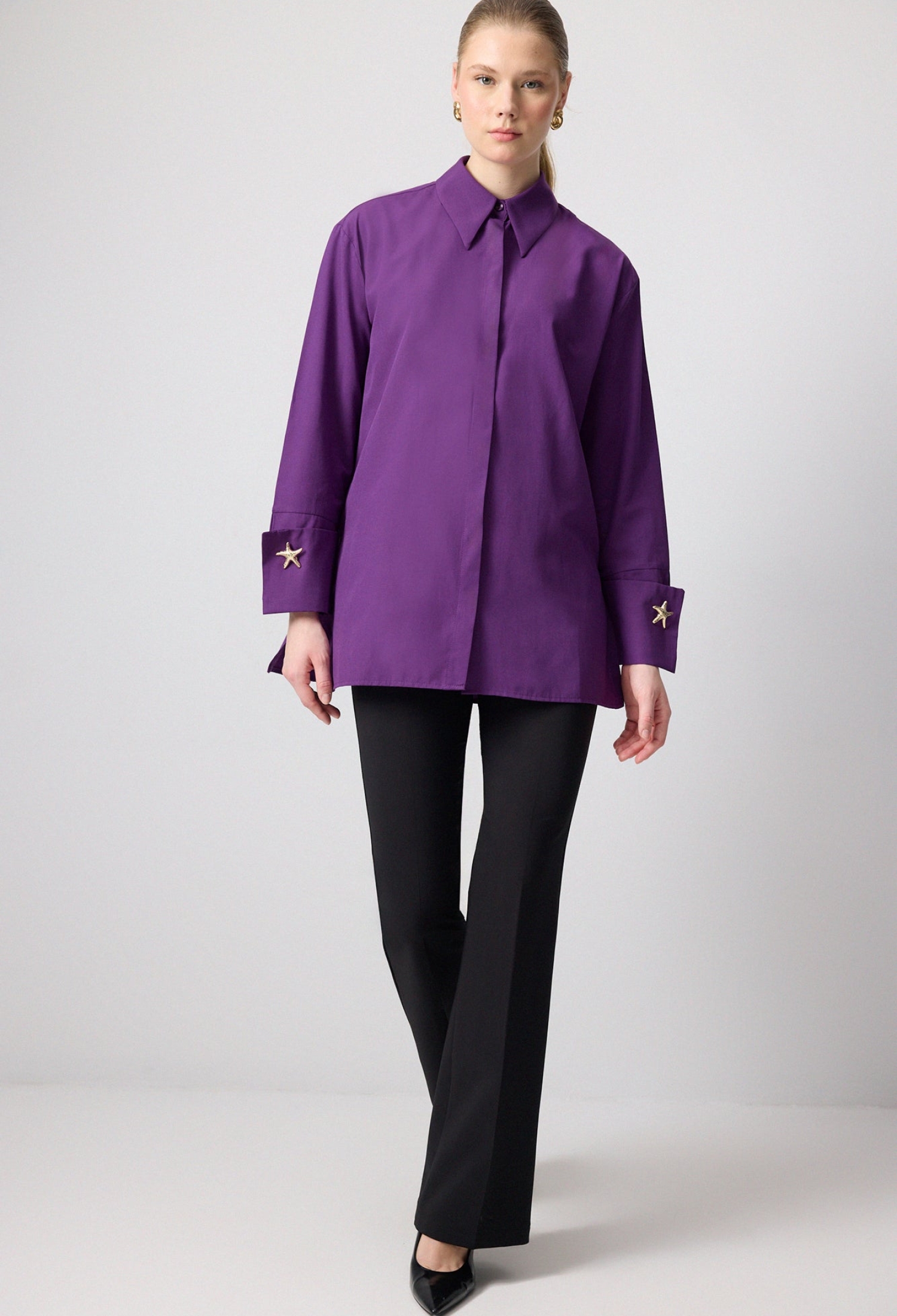 Oversized Formal Shirt With Buttoned Closure - Brand: Touche Prive - Women & Kids, Baby Clothes Wholesale - TheBS Women