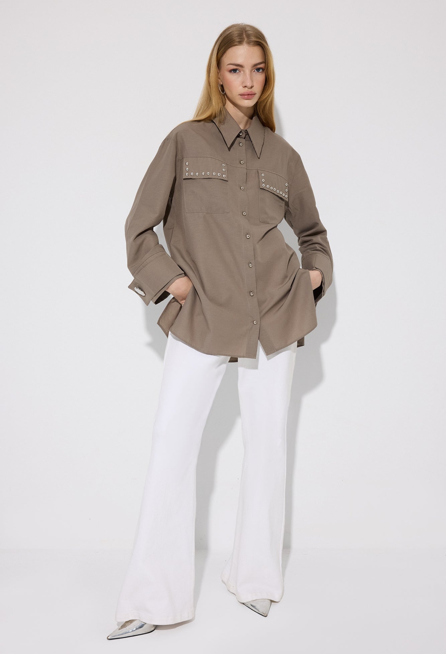 Oversized Casual Formal Shirt - Brand: Touche Prive - Women & Kids, Baby Clothes Wholesale - TheBS Women