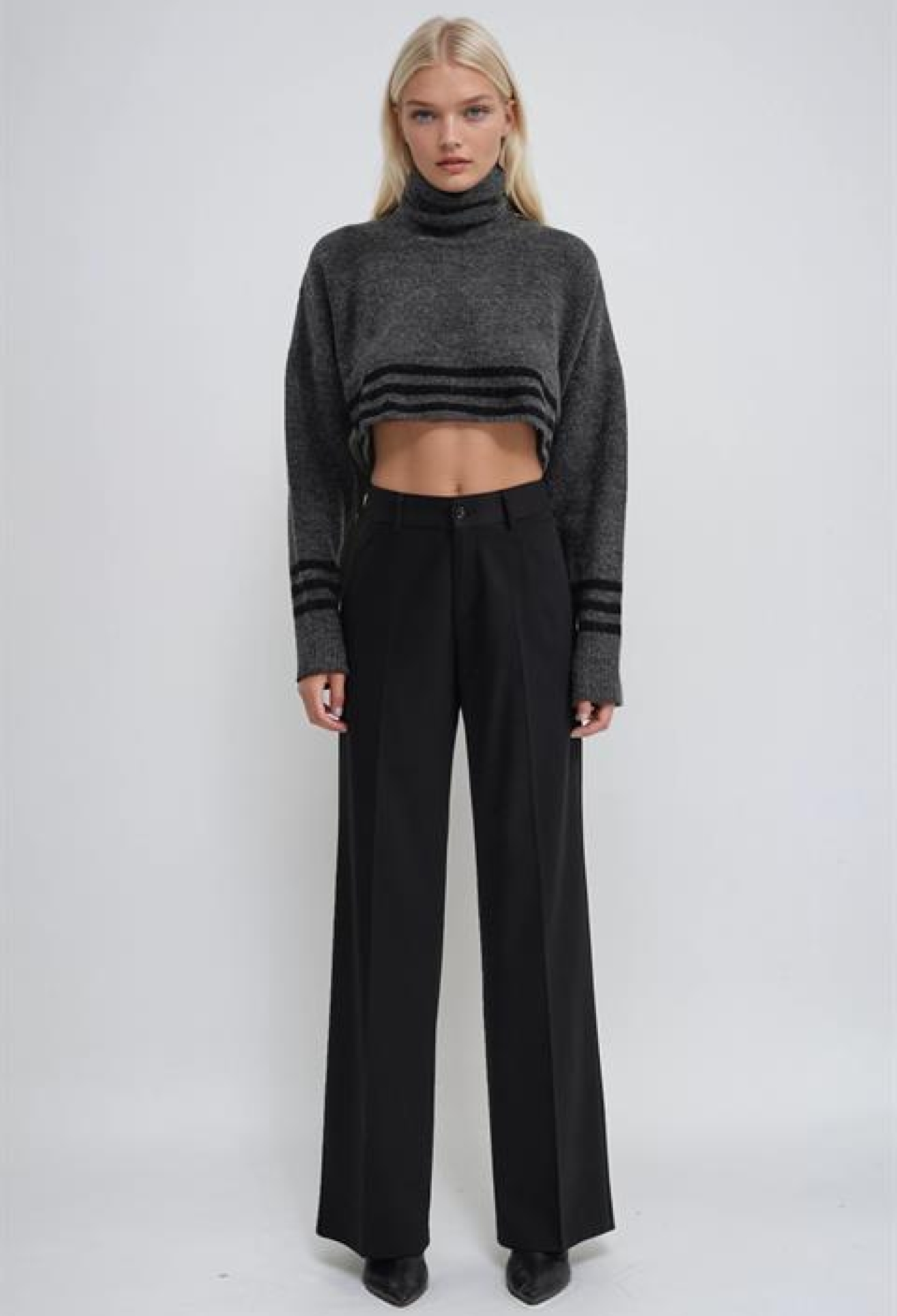 Grey Casual Oversized Fit Sweater With Turtle Neck - Brand: Sobe Istanbul - Women & Kids, Baby Clothes Wholesale - TheBS Women