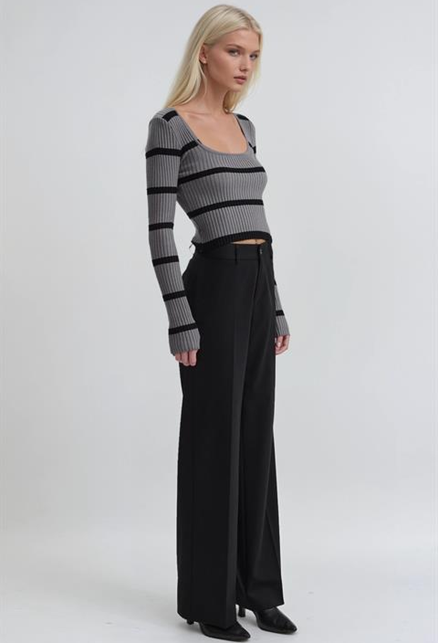 Slim Fit Striped Crop Sweater - Brand: Sobe Istanbul - Women & Kids, Baby Clothes Wholesale - TheBS Women