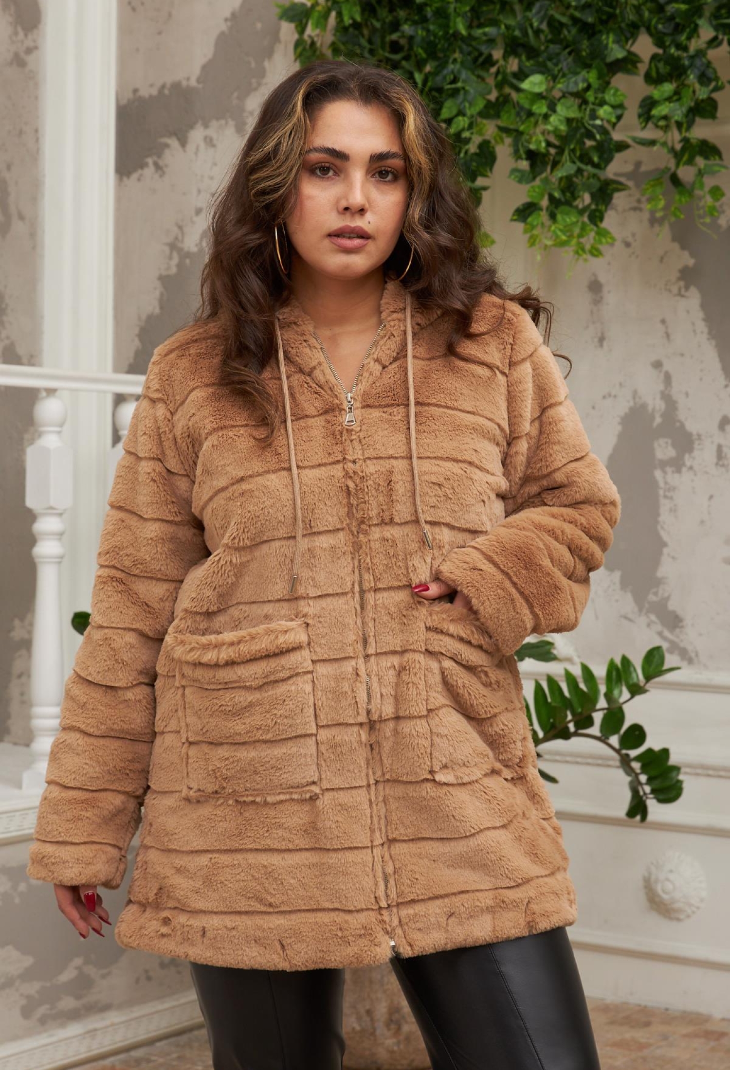 Brown Teddy Jacket With Hooded Collar - Brand: RMG - Women & Kids, Baby Clothes Wholesale - TheBS Women