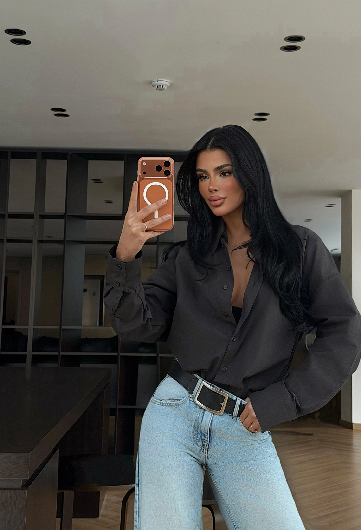 Black Oversized Casual Shirt With Notched Neck - Brand: EYYO ATELIER - Women & Kids, Baby Clothes Wholesale - TheBS Women