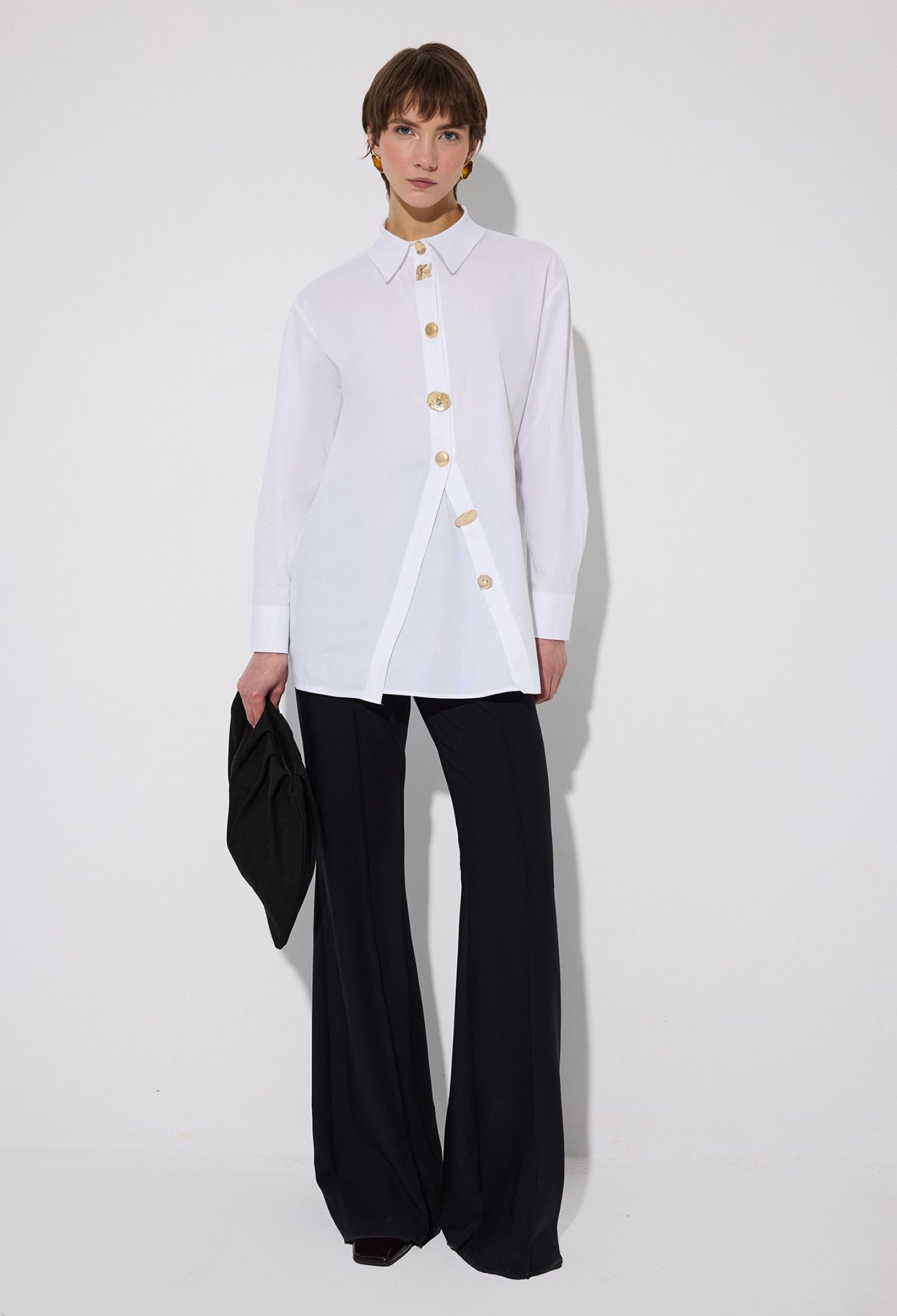 White Long Sleeve Polo Neck Shirt - Brand: Touche Prive - Women & Kids, Baby Clothes Wholesale - TheBS Women