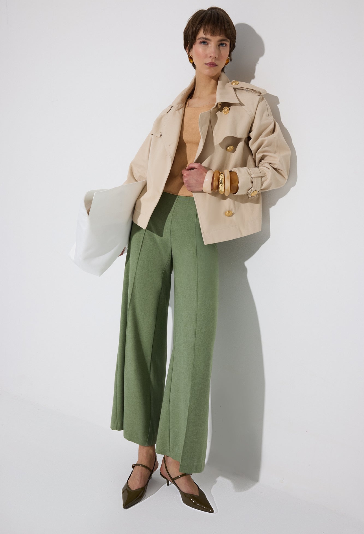 Green Elegant Palazzo Pants - Brand: Touche Prive - Women & Kids, Baby Clothes Wholesale - TheBS Women