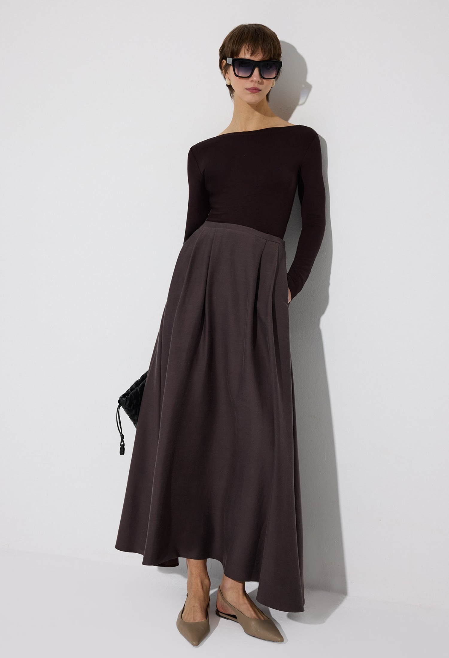 Black Elegant Slim Fit Blouse With Boat Neck - Brand: Touche Prive - Women & Kids, Baby Clothes Wholesale - TheBS Women