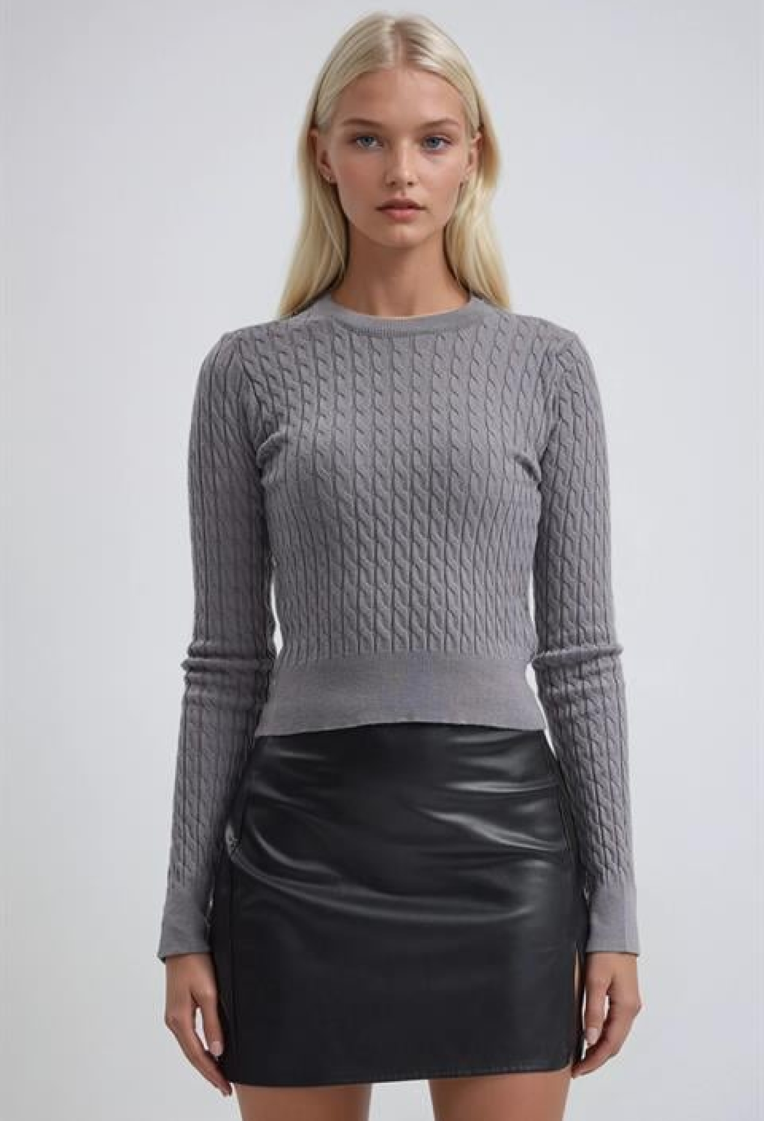 Grey Casual Slim Fit Blouse With Long Straight Sleeves - Brand: Sobe Istanbul - Women & Kids, Baby Clothes Wholesale - TheBS Women