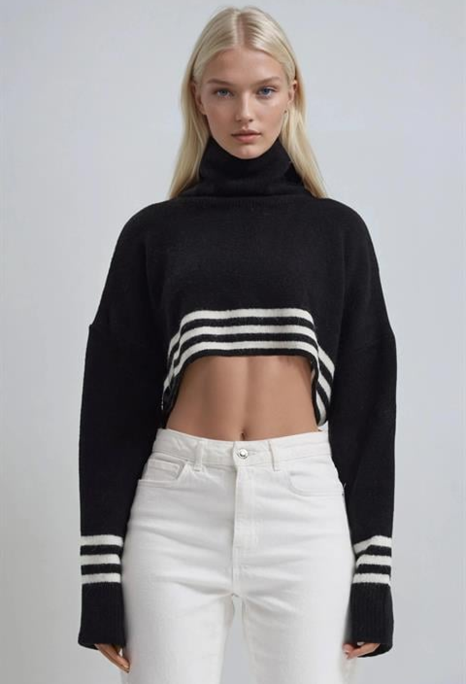 Oversized Fit Turtle Neck Crop Sweater - Brand: Sobe Istanbul - Women & Kids, Baby Clothes Wholesale - TheBS Women