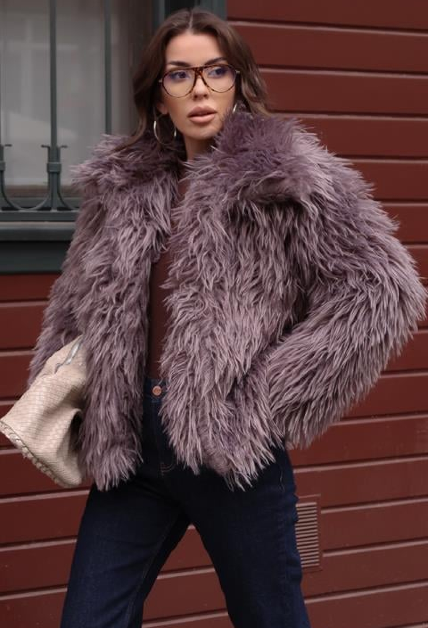 Purple Fur Jacket With Notched Collar - Brand: Sobe Istanbul - Women & Kids, Baby Clothes Wholesale - TheBS Women