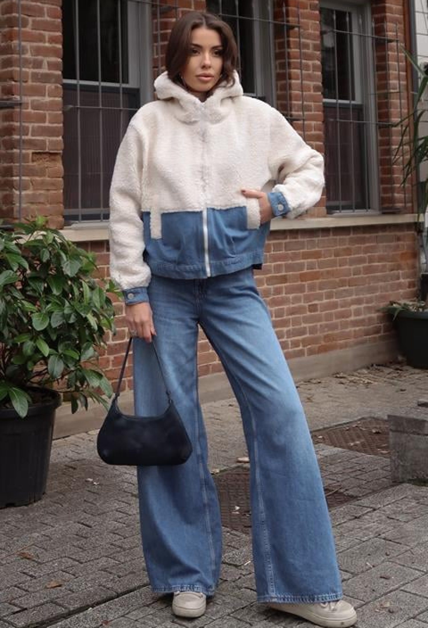 White Bomber Jacket With Hooded Collar - Brand: Sobe Istanbul - Women & Kids, Baby Clothes Wholesale - TheBS Women