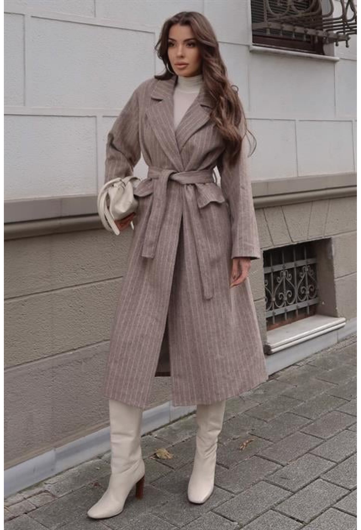 Elegant Wrapover Coat With Notched Collar - Brand: Sobe Istanbul - Women & Kids, Baby Clothes Wholesale - TheBS Women