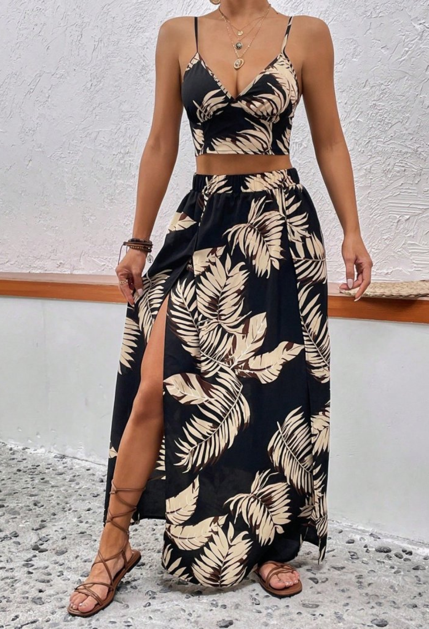 Black Slim Fit Tropical Maxi Set - Brand: Janes - Women & Kids, Baby Clothes Wholesale - TheBS Women