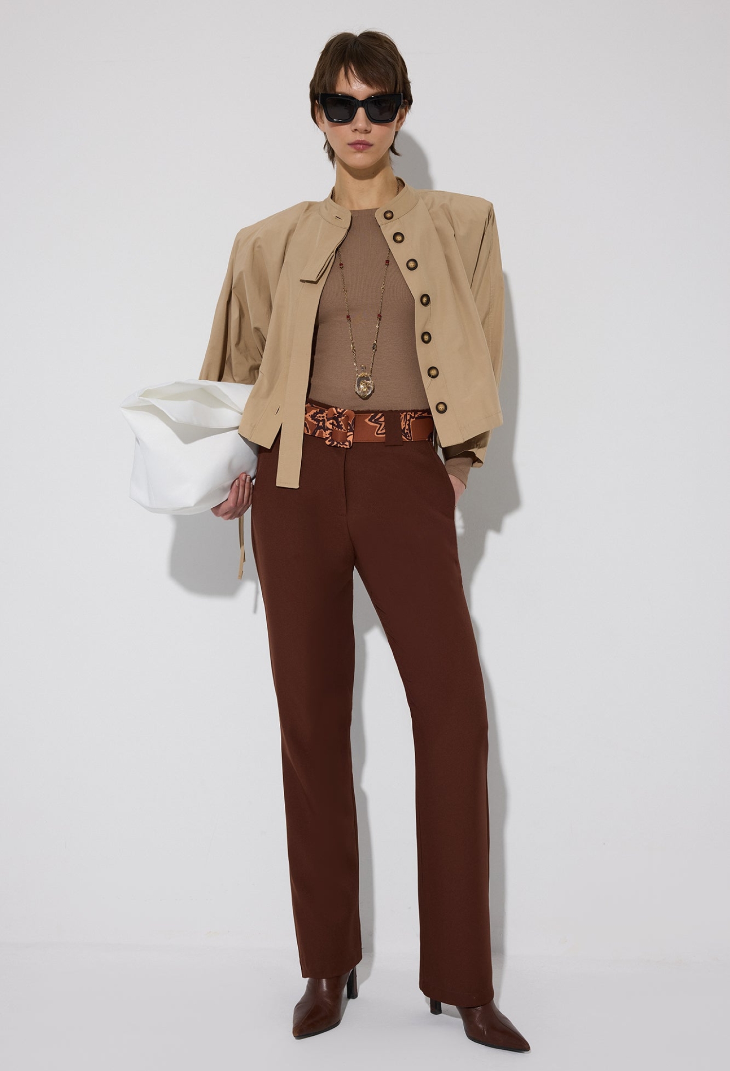 Elegant Beige Blouse With Slim Fit And Boat Neck - Brand: Touche Prive - Women & Kids, Baby Clothes Wholesale - TheBS Women