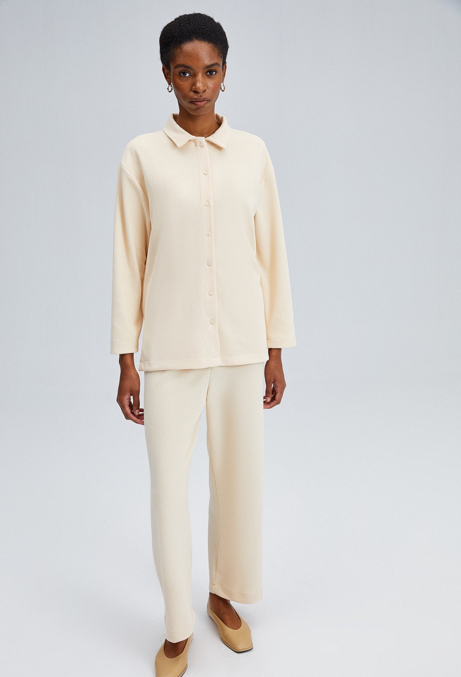 Beige Elegance Set With Polo Neck Palazzo - Brand: Touche Prive - Women & Kids, Baby Clothes Wholesale - TheBS Women