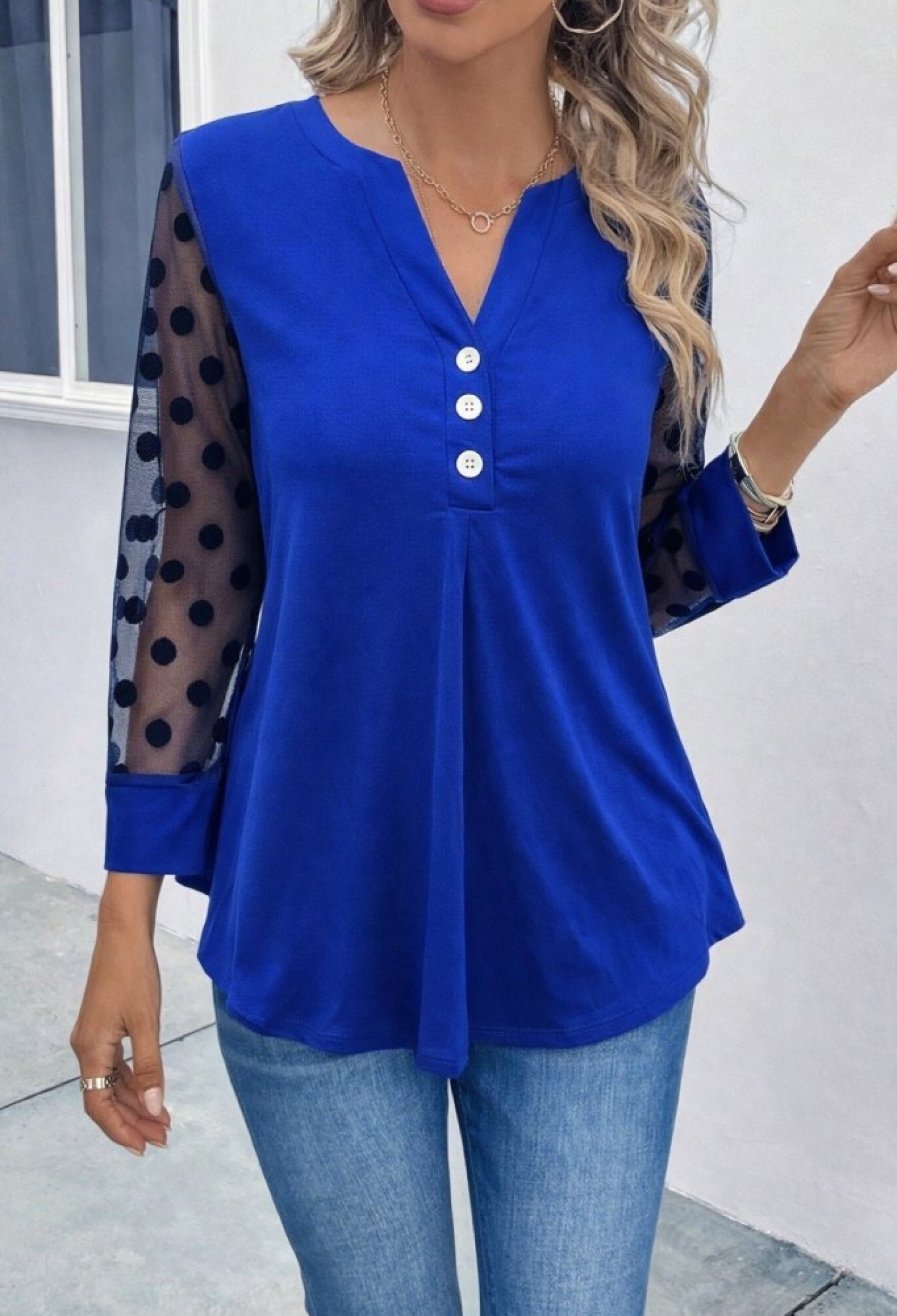 Blue Casual Cute Elegant Blouse - Brand: Janes - Women & Kids, Baby Clothes Wholesale - TheBS Women