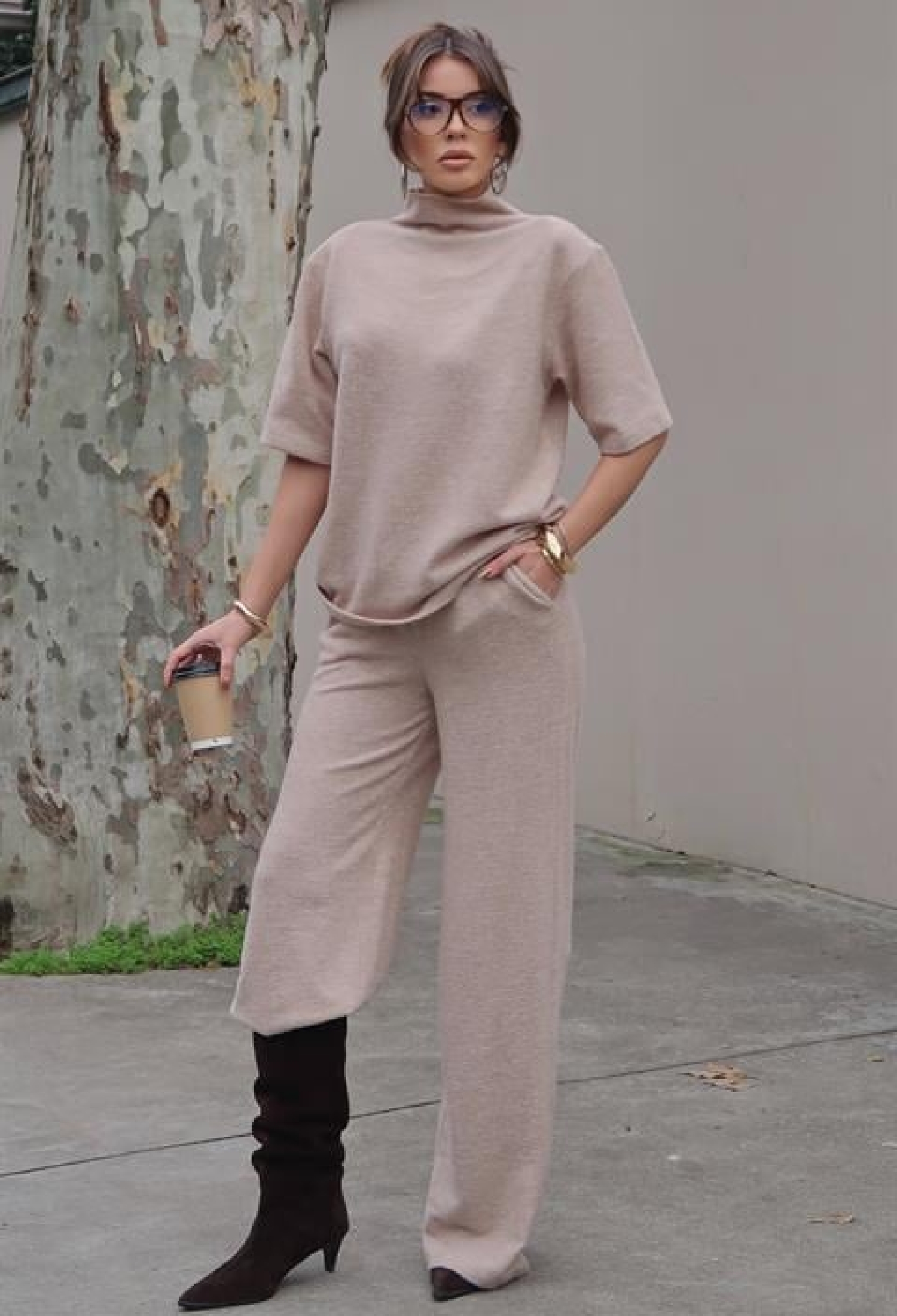 Beige Elegant Casual Palazzo Set - Brand: Sobe Istanbul - Women & Kids, Baby Clothes Wholesale - TheBS Women