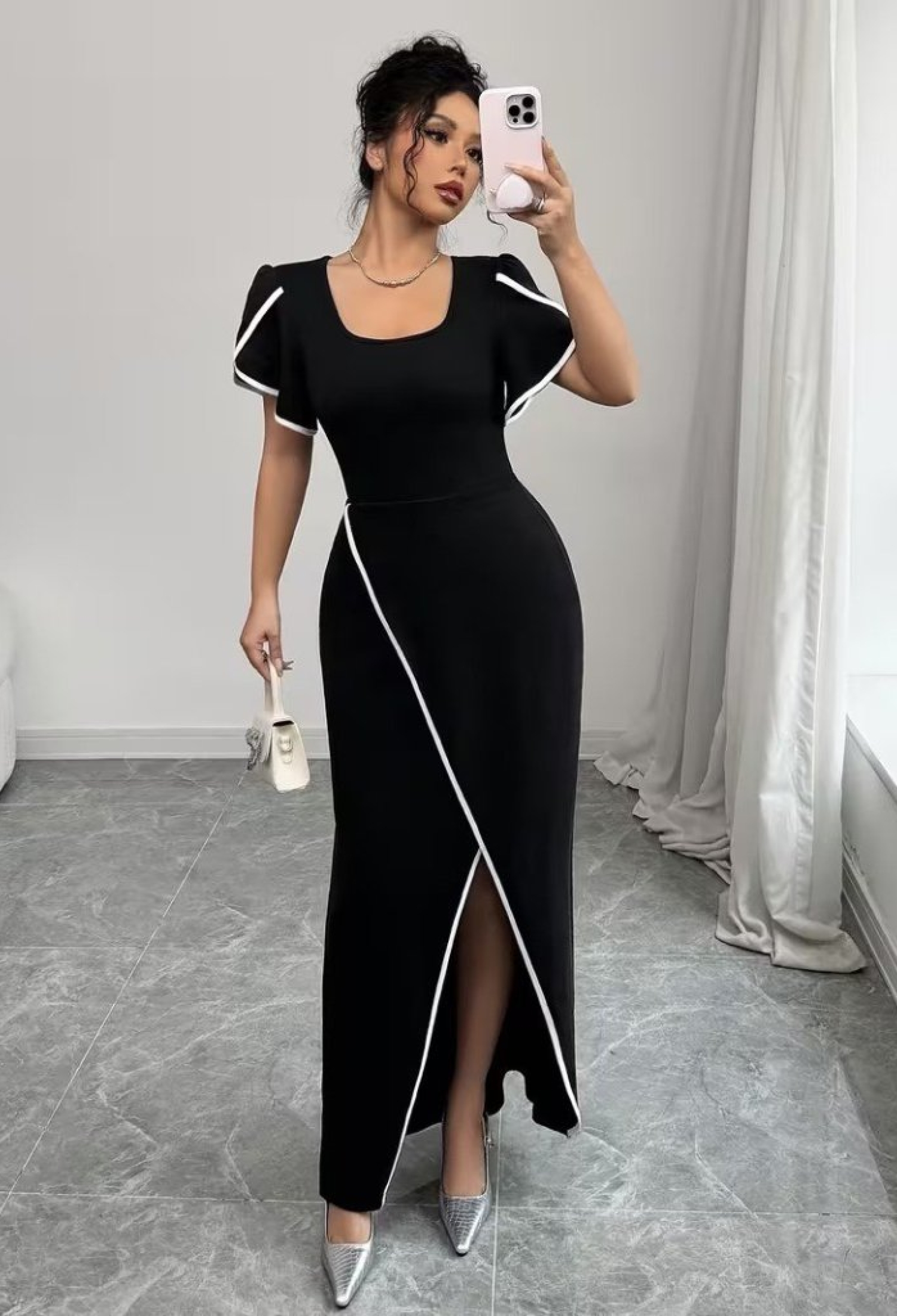 ElegantDress With Ruffle Sleeve And Floor Length - Brand: Janes - Women & Kids, Baby Clothes Wholesale - TheBS Women