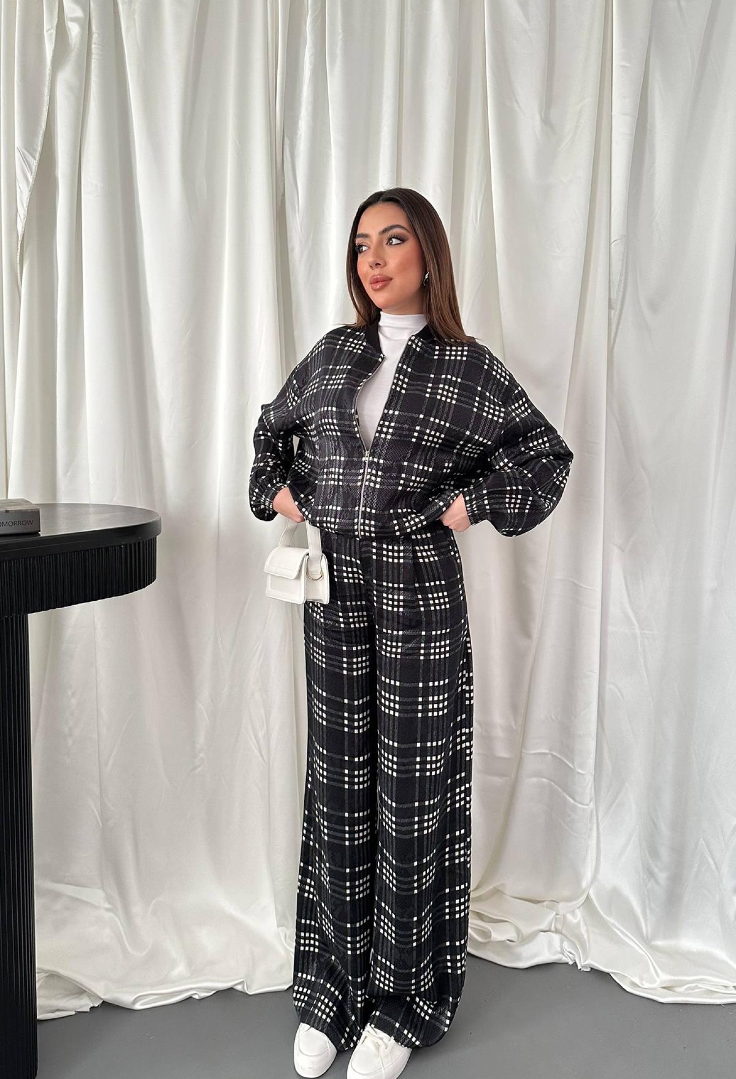 Black Checkered Elegant Palazzo Set - Brand: Elisa - Women & Kids, Baby Clothes Wholesale - TheBS Women