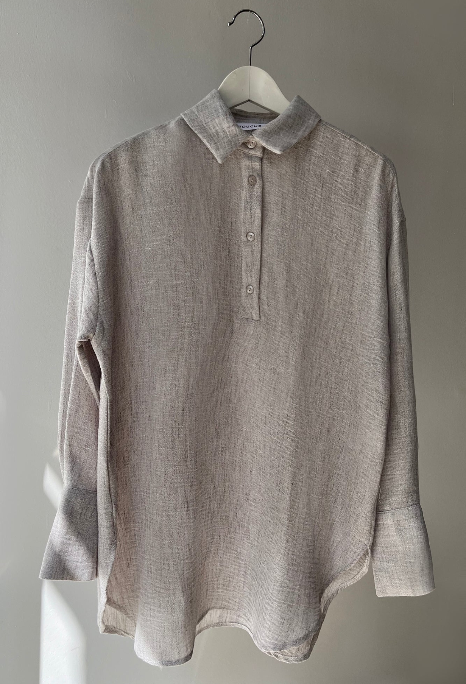 Beige Polo Neck Tunic With Buttoned Closure - Brand: Touche Prive - Women & Kids, Baby Clothes Wholesale - TheBS Women