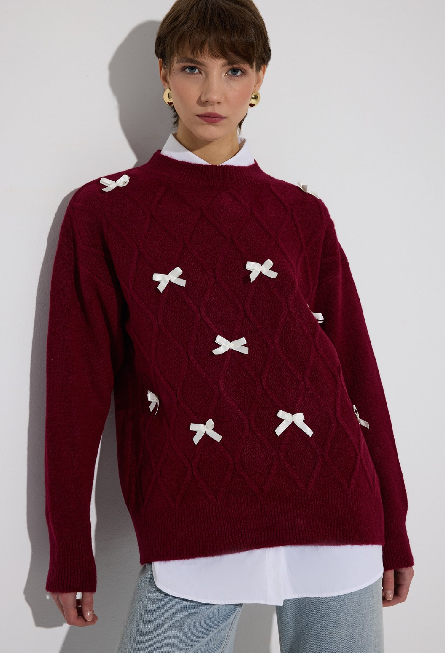 Sweater With Plaid Oversized Fit - Brand: Touche Prive - Women & Kids, Baby Clothes Wholesale - TheBS Women