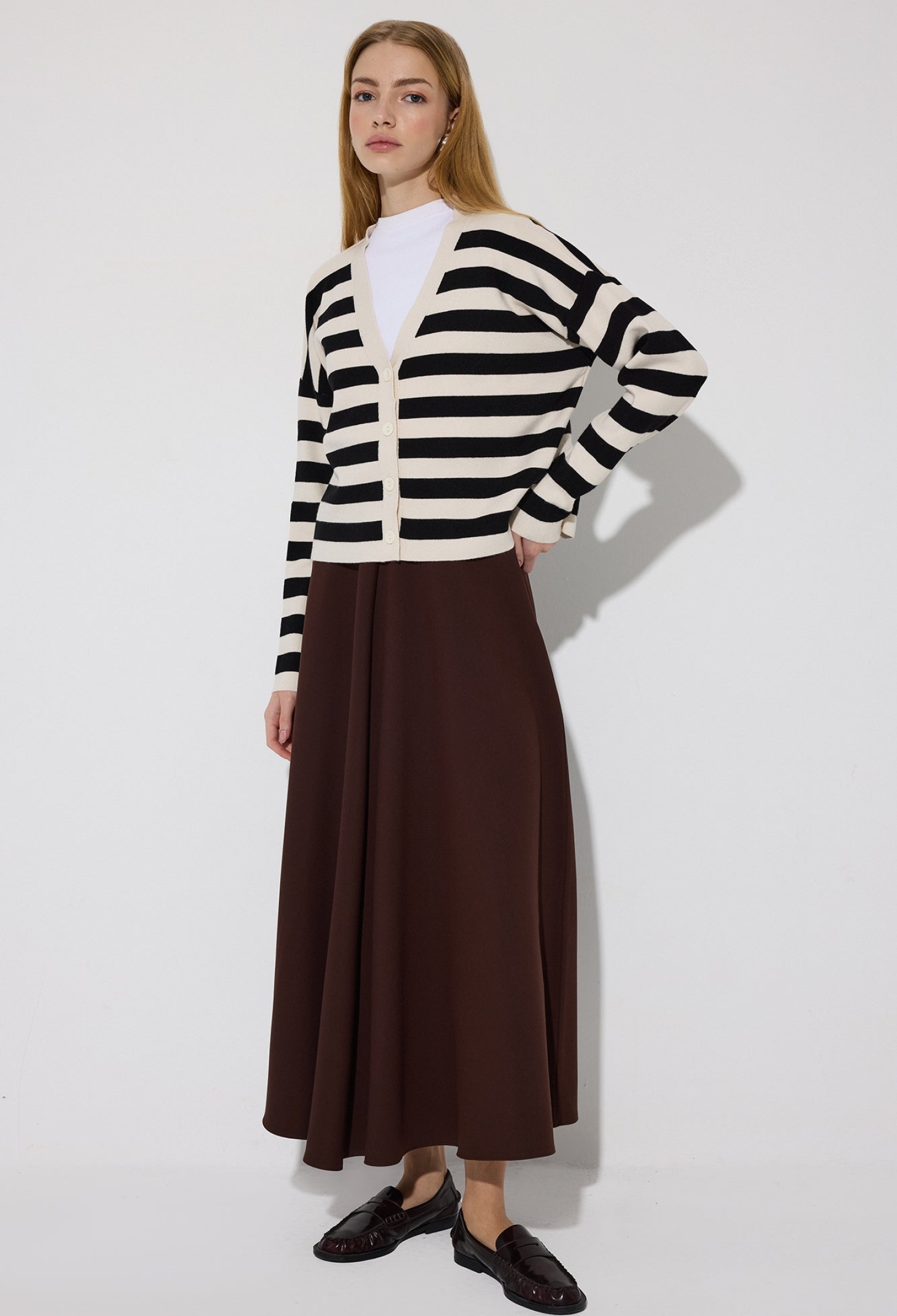 Black Striped Casual Preppy Cardigan - Brand: Touche Prive - Women & Kids, Baby Clothes Wholesale - TheBS Women