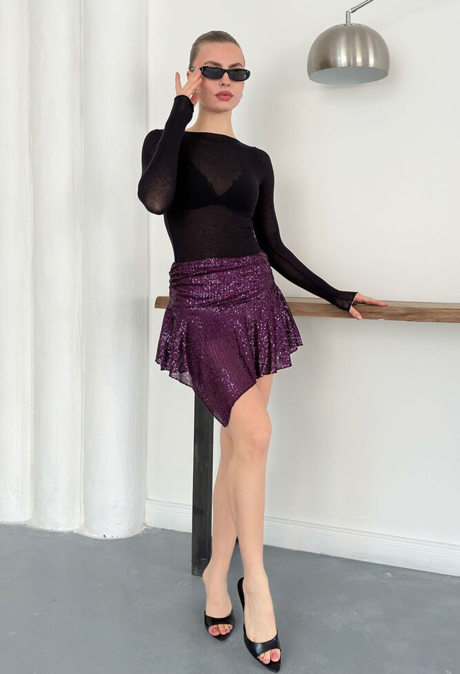Purple Sexy Glam Formal Elegant Sequined Mini Skirt - Brand: Topshow - Women & Kids, Baby Clothes Wholesale - TheBS Women