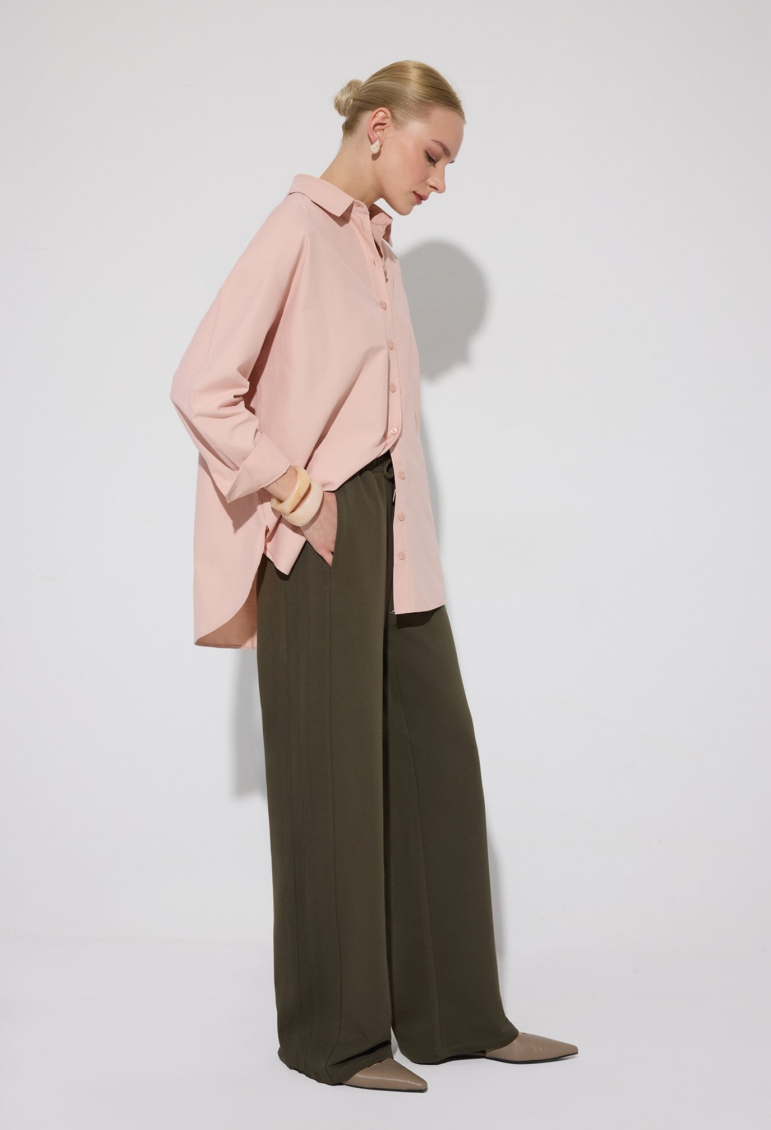 Green Palazzo Pants With Wide Leg And Drawstring - Brand: Touche Prive - Women & Kids, Baby Clothes Wholesale - TheBS Women