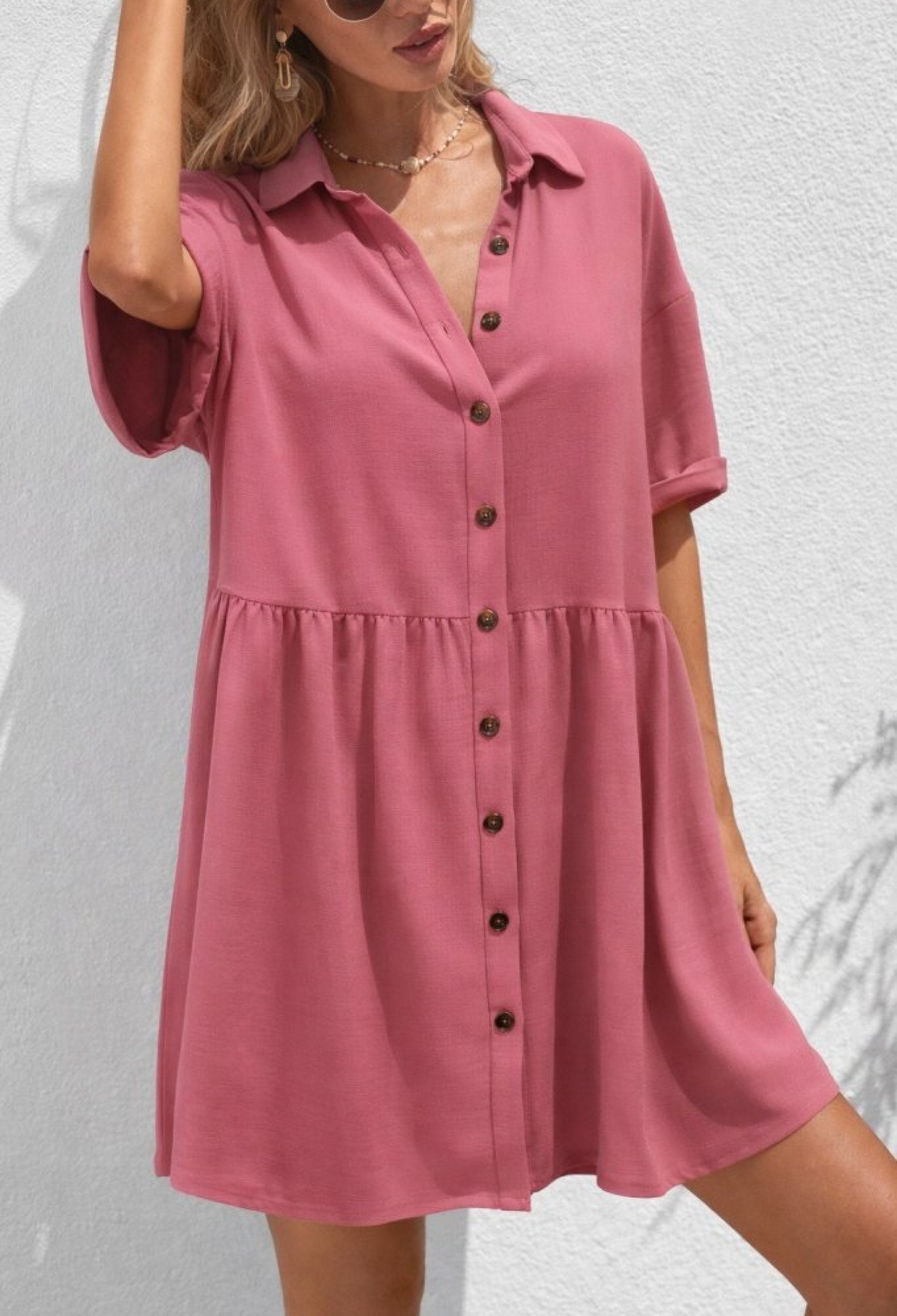 Casual Shirt Dress With Notched Neck - Brand: Janes - Women & Kids, Baby Clothes Wholesale - TheBS Women