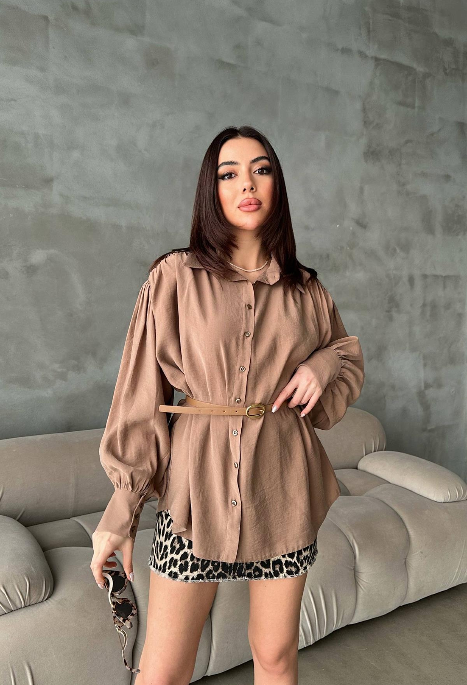 Beige Casual Elegant Formal Vintage Shirt - Brand: Elisa - Women & Kids, Baby Clothes Wholesale - TheBS Women