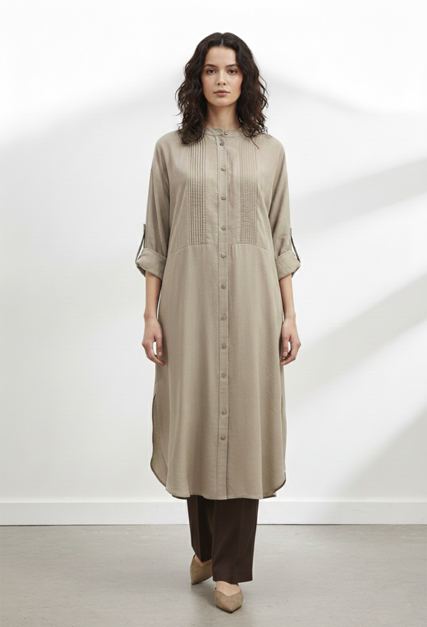 Beige Modest Casual Elegant Tunic - Brand: Puane - Women & Kids, Baby Clothes Wholesale - TheBS Women